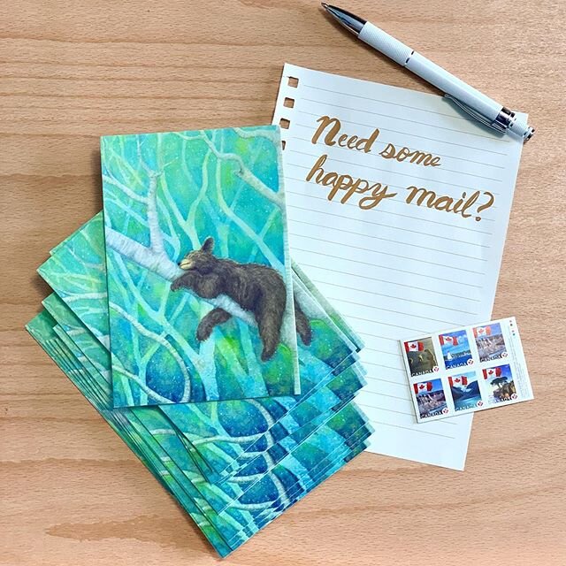 🐌💌 I just received the postcards that I ordered to distribute with purchases at my spring events. Seing as how this little bear in &ldquo;Honeyed Dreams&rdquo; gives me such joy, I would love to mail these out to anyone who would enjoy one. Simply 