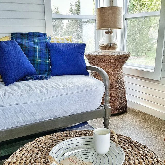 Little sneak peek of the paint job completed in the #sunroom last week! #lakehouse #humboldthome #benjaminmoore #simplywhite #vrbo