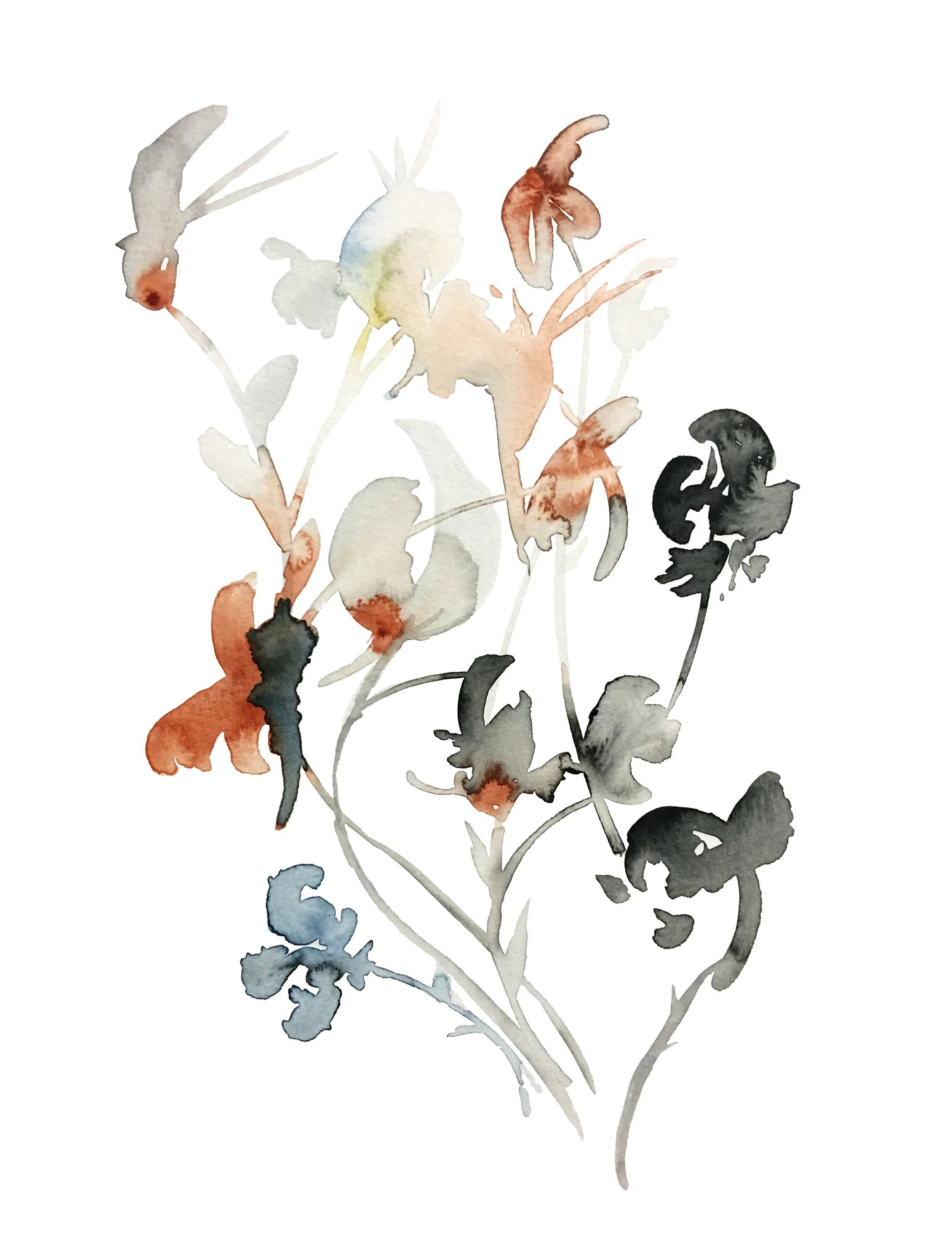 Peaceful Botanicals Watercolor Art Print