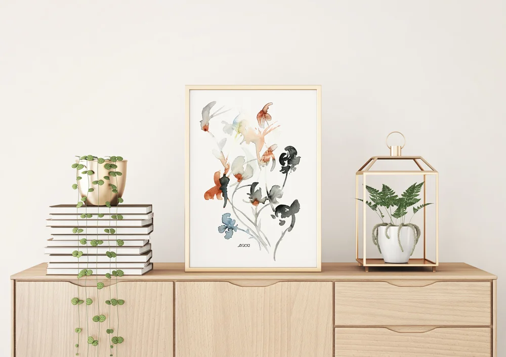 Peaceful Botanicals Watercolor Art Print
