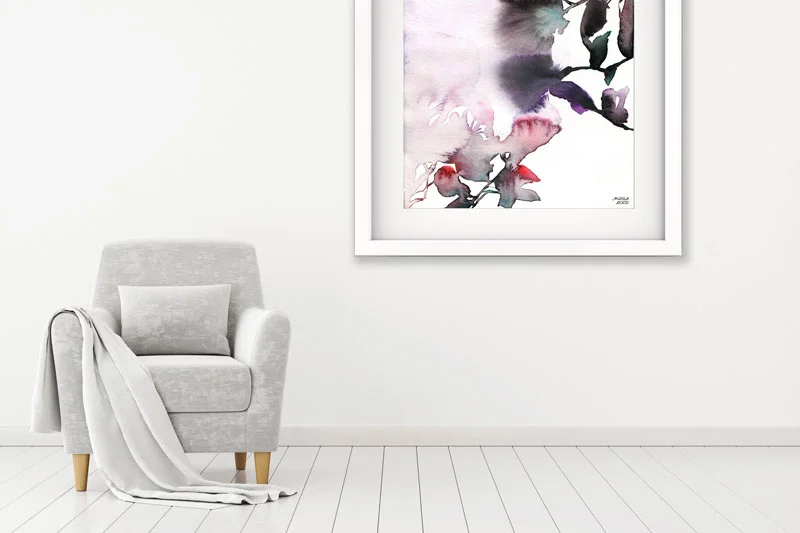 WatercolorFlowersPurpleRedFramed.jpg
