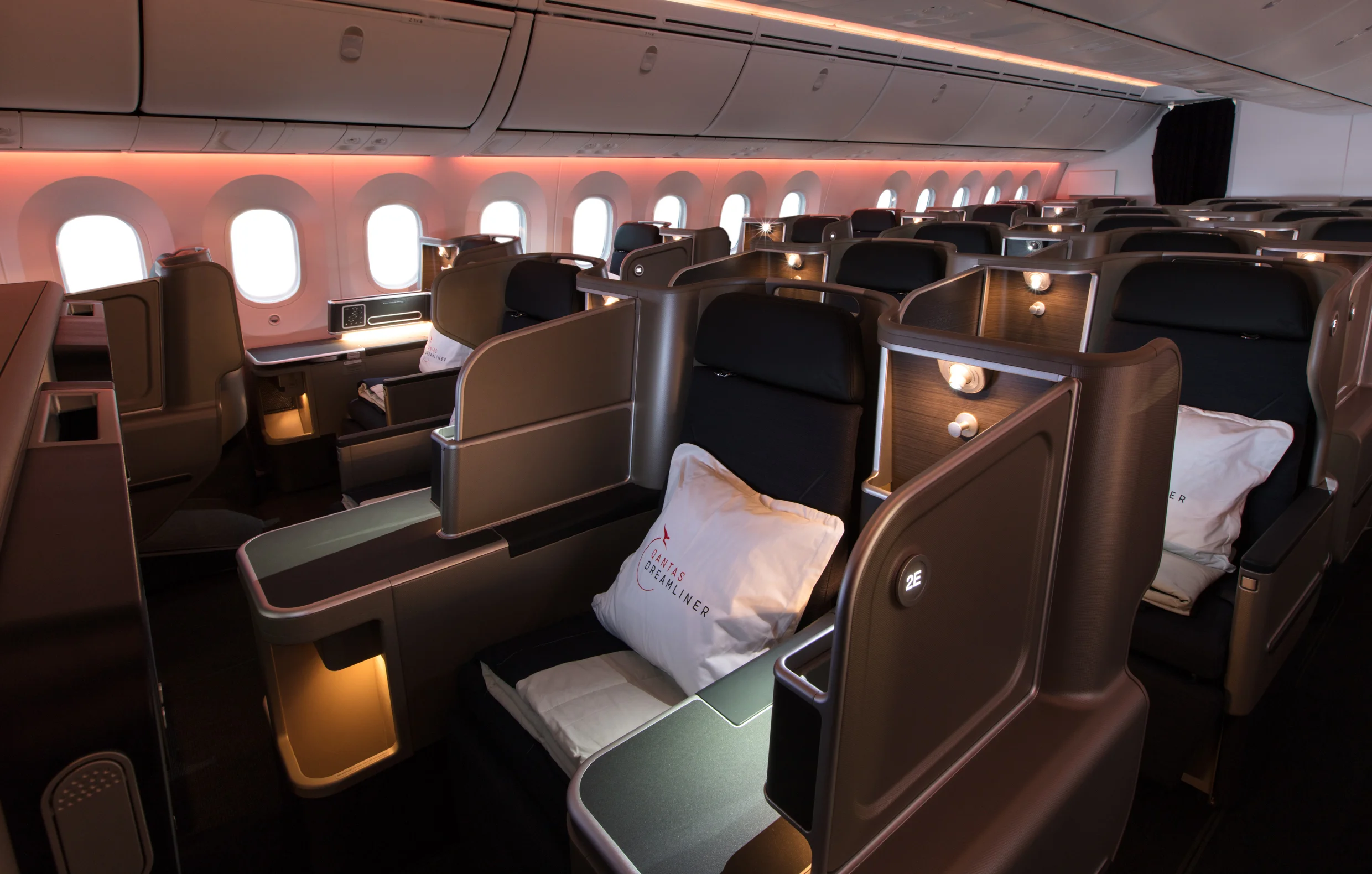 New cabin lighting designed to help passengers adjust to new timezones.
