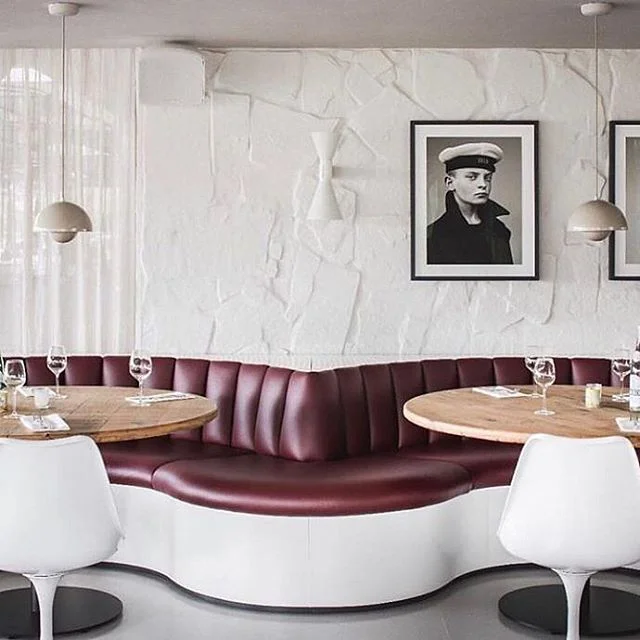 HELLO SAILOR:: I don't know where this image was taken (help me Internets?) but the leather sofa and white tulip chairs are just so stylish together I needed to share this. That wine colour is my colour of the moment - clothes, furnishings, everything. Plus, those walls, yes. 📷 @melaniemorrisinteriors and @architerior