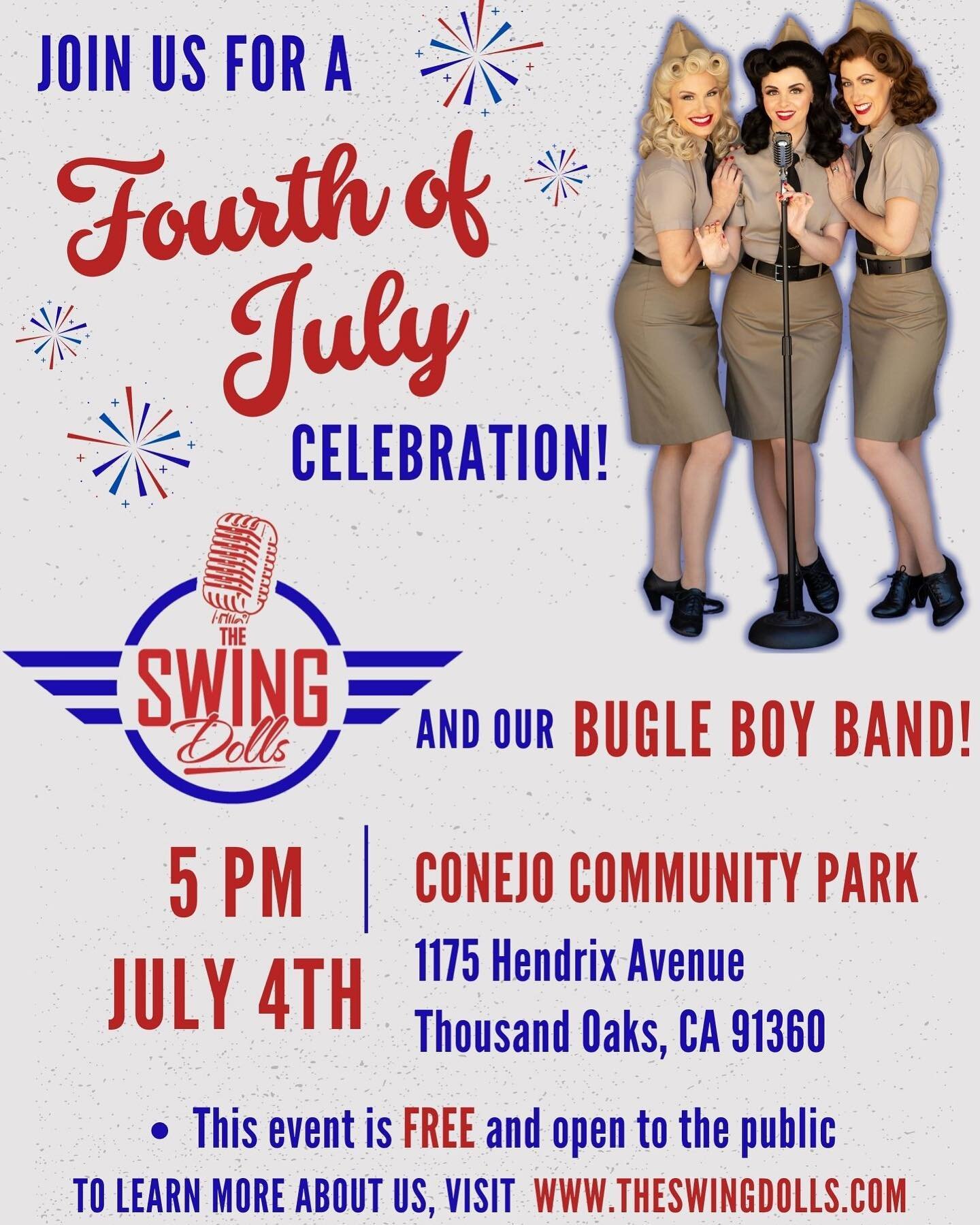 Come spend the 4th of July with us!! It&rsquo;s a rare FREE, PUBLIC show with a band!! 🇺🇸🎺🇺🇸