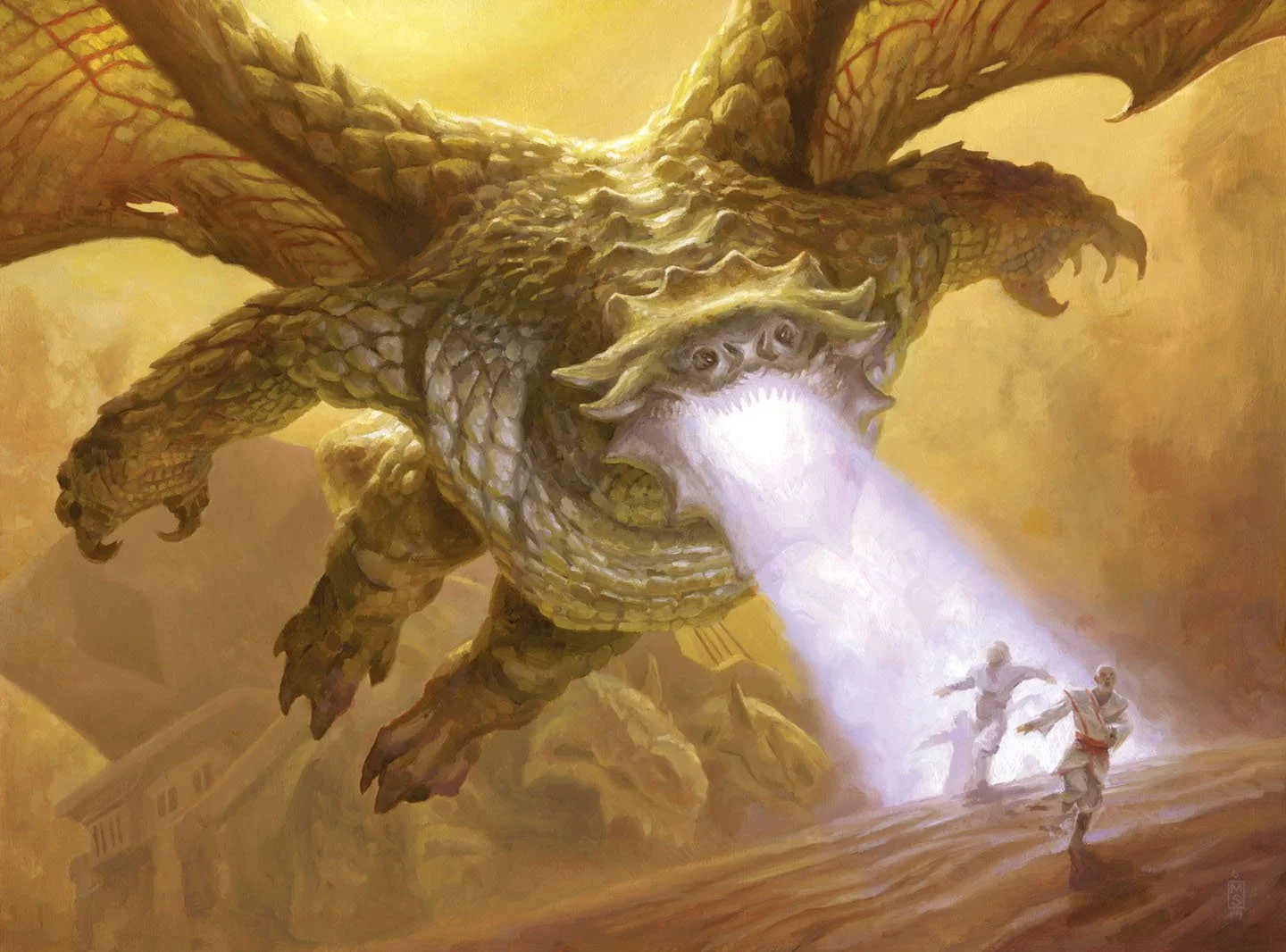 Done for Dragons of Tarkir , oil on gessobord, 12" x 16”, 2014. TM & © 2015 Wizards of the Coast. This painting has been sold.