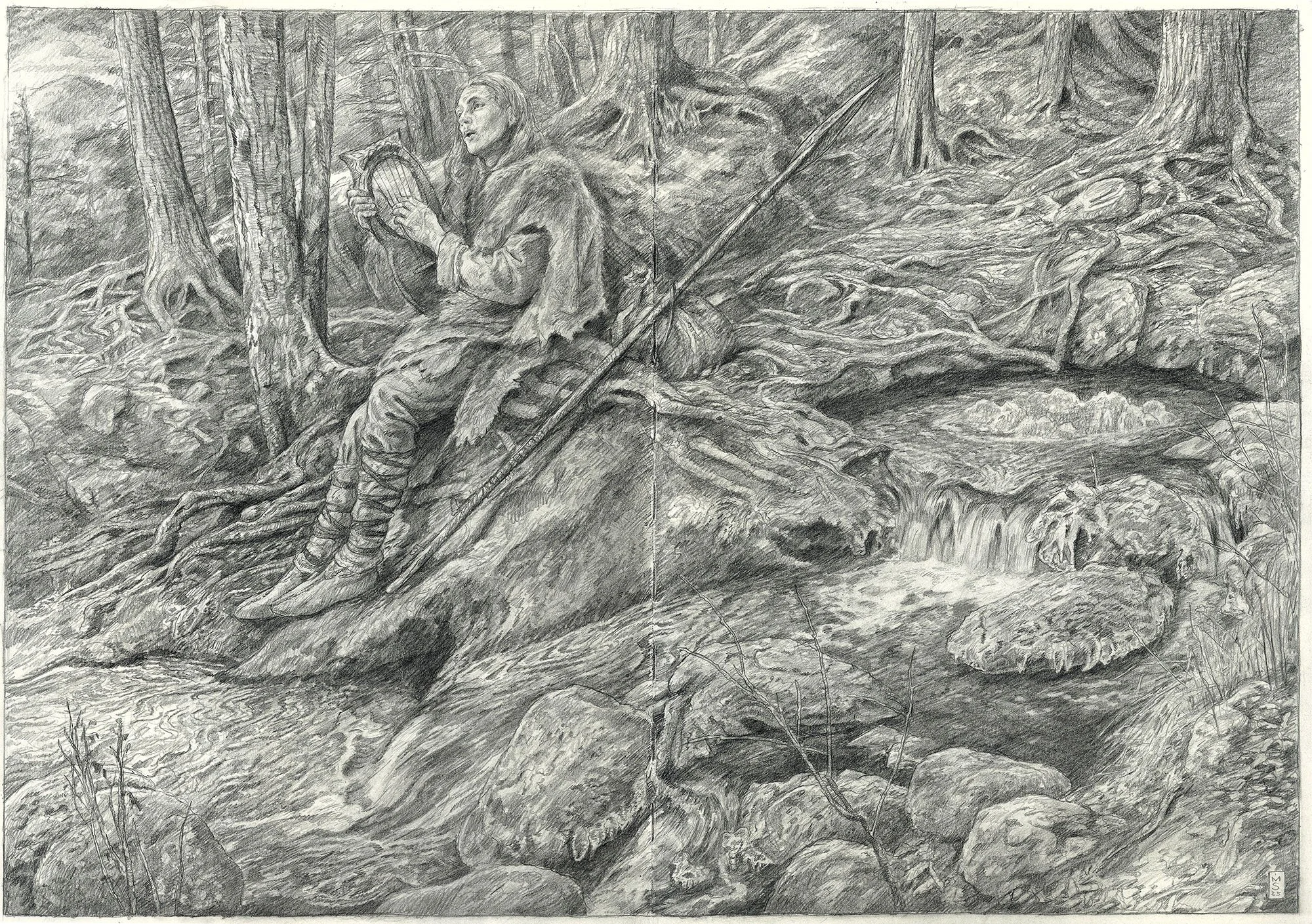 Graphite pencil on Moleskin sketchbook paper, 16” x 23 ¾”, 2024. ©Matthew Stewart This drawing is available for $1,250. Contact me at matt@matthew-stewart.com if interested.