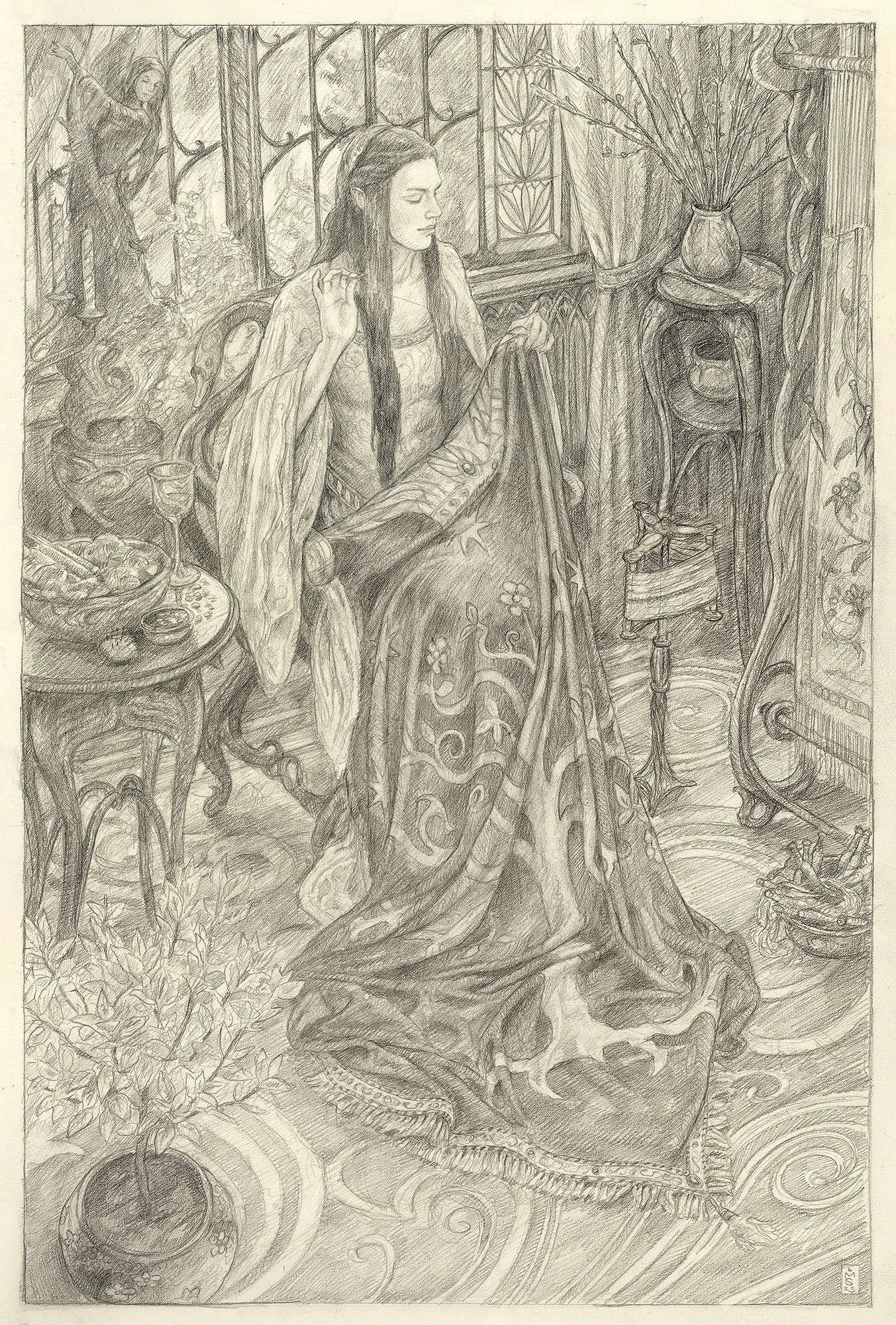 Graphite on paper, 14.25” x 21.5”, 2025. ©Matthew Stewart Preliminary drawing for the painting. This drawing has been sold