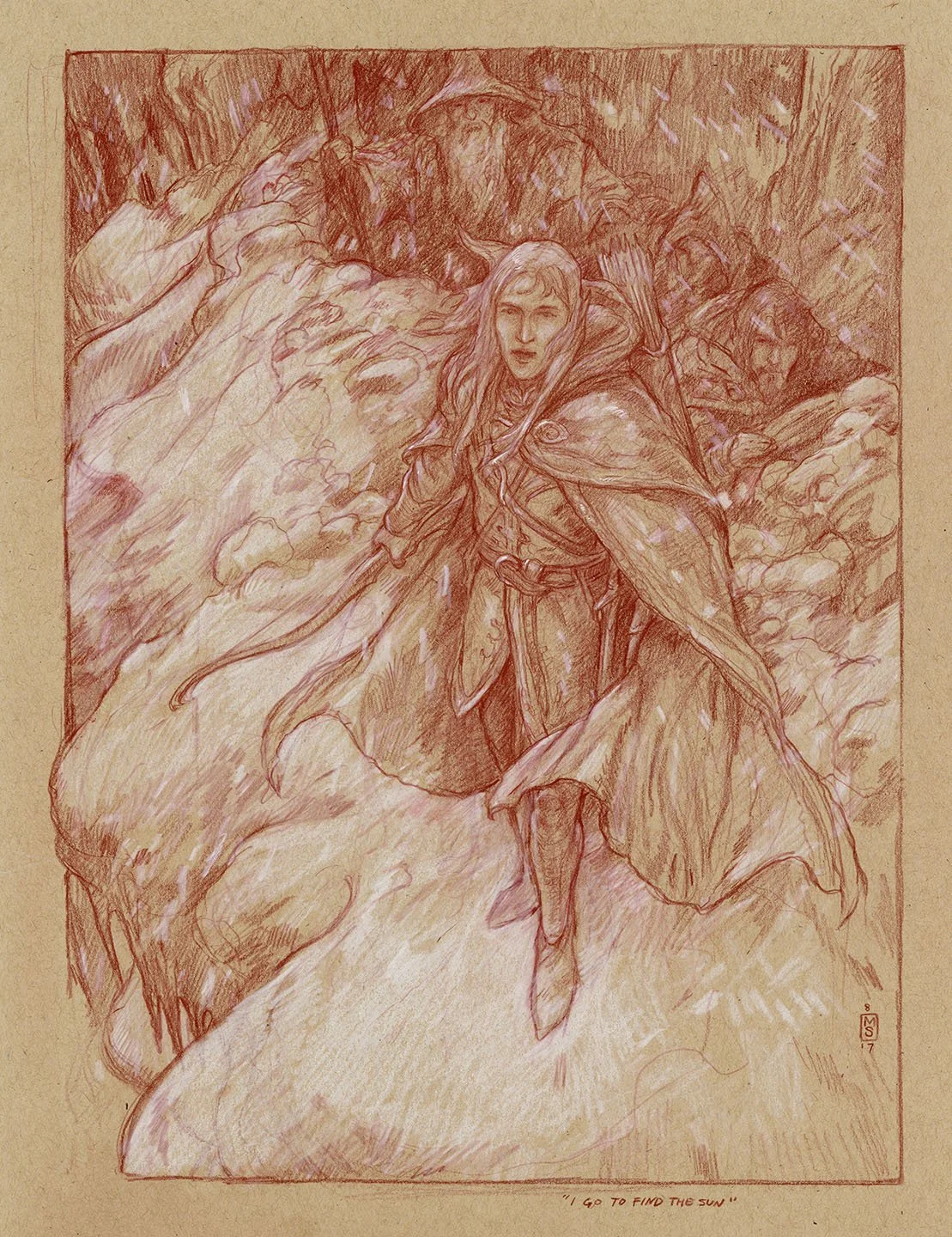  Red watercolor pencil and white pencil on toned paper, 11”x14”, 2017. ©Matthew Stewart  This drawing has been sold 