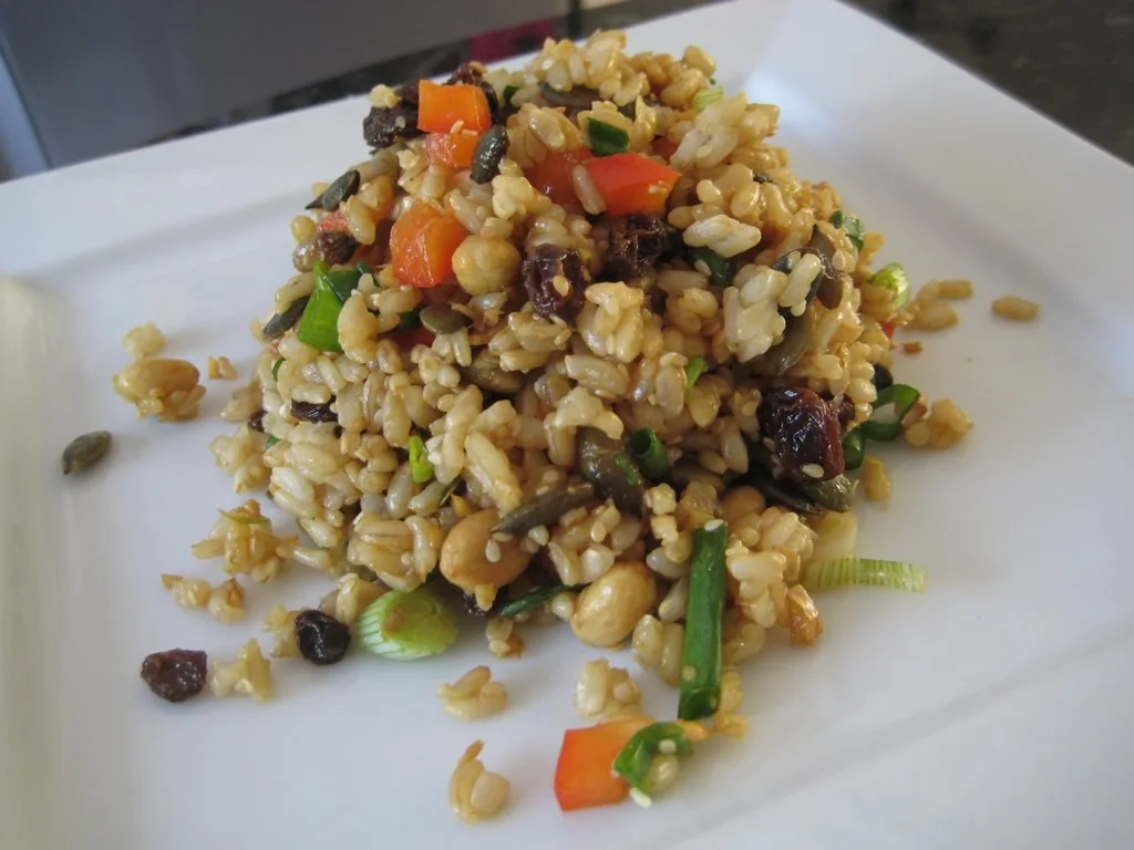 Brown Rice Salad with Peanuts and Spring Onions