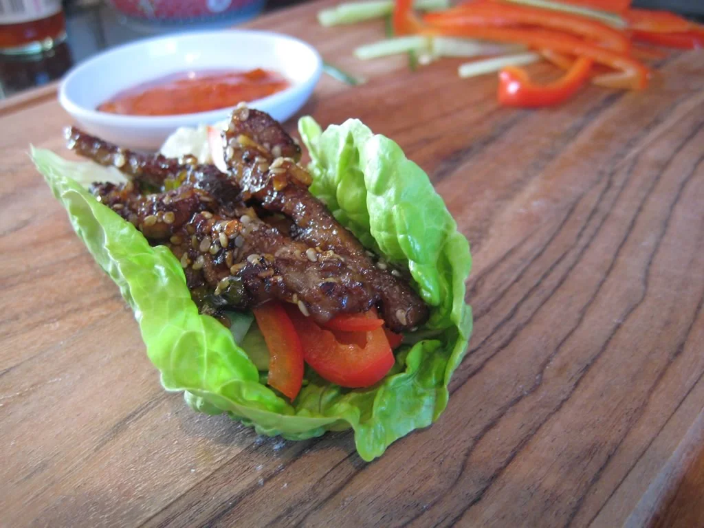 Sesame Beef Lettuce Wraps