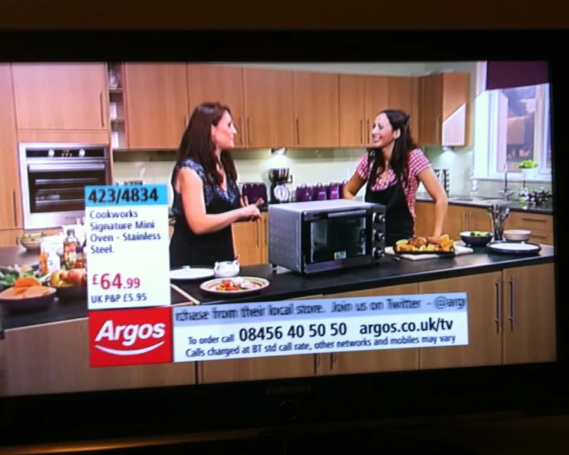Caroline as Argos Kitchen Expert on Argos TV Shopping Channel, Sky TV