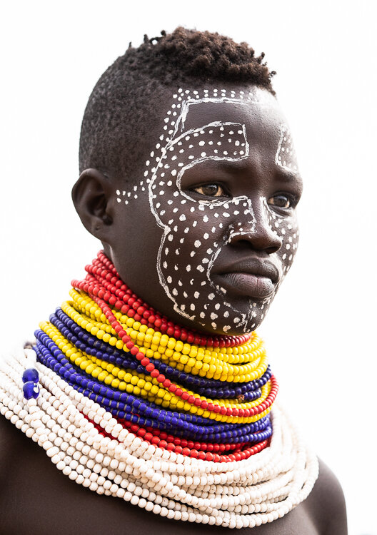 Ethiopia Omo Valley tribal face painting and traditions of Karo tribe