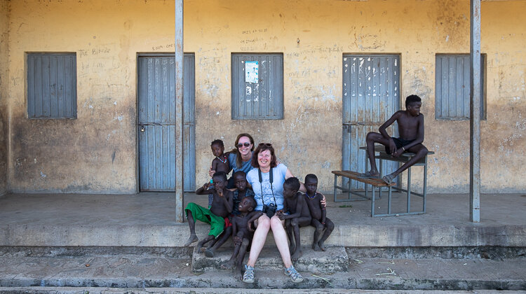 Jayne McLean and Karen Waller with the Kara children