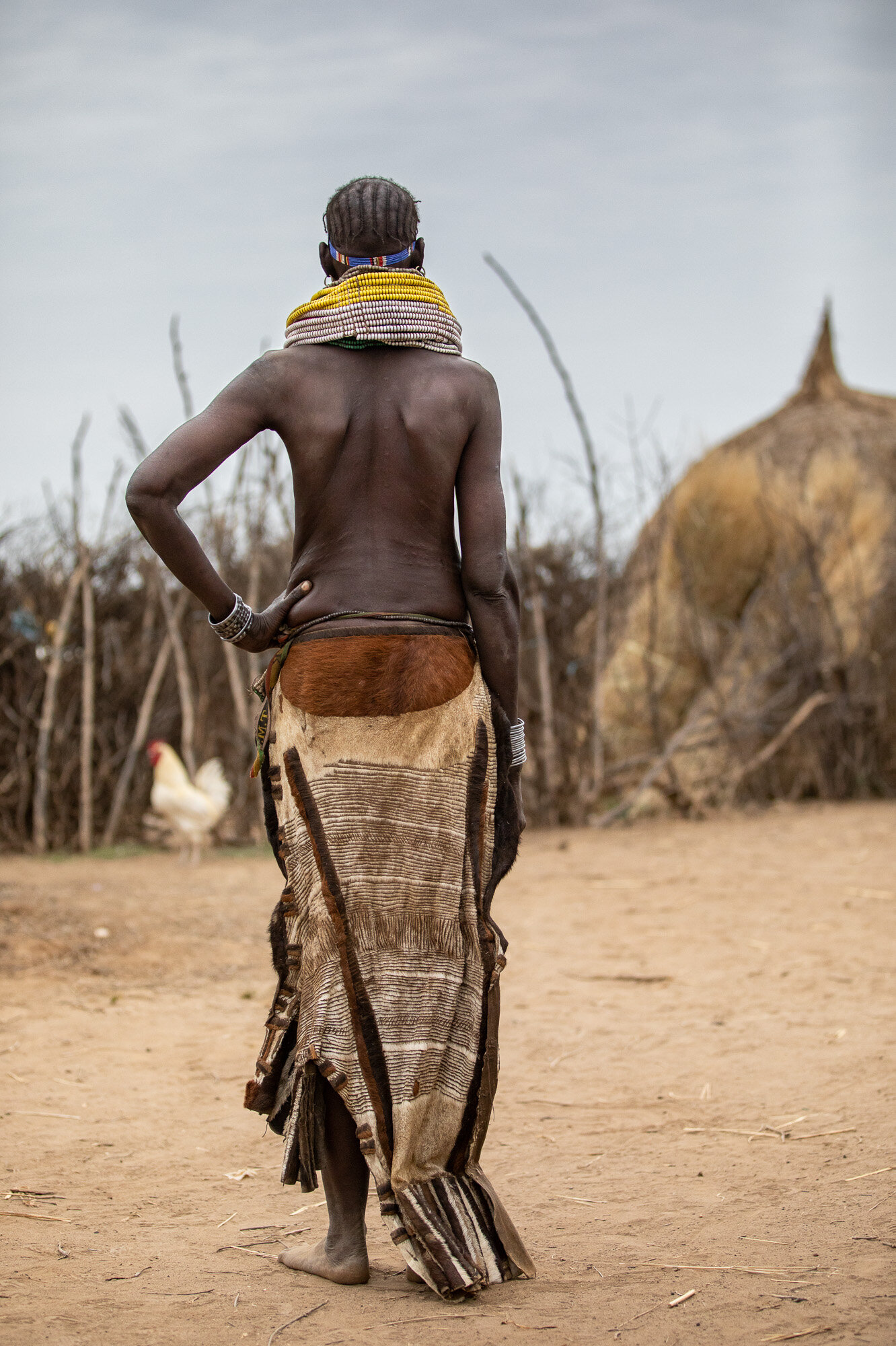 back of Nyangatom tribe women in Omo Valley ethiopia