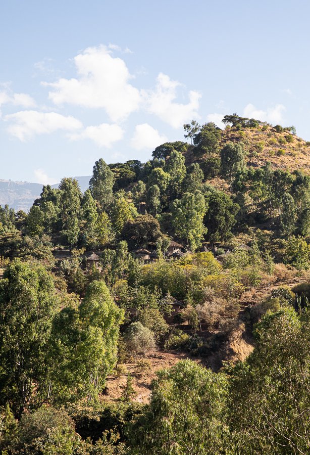 Lalibela Old Town with the old houses on the hill