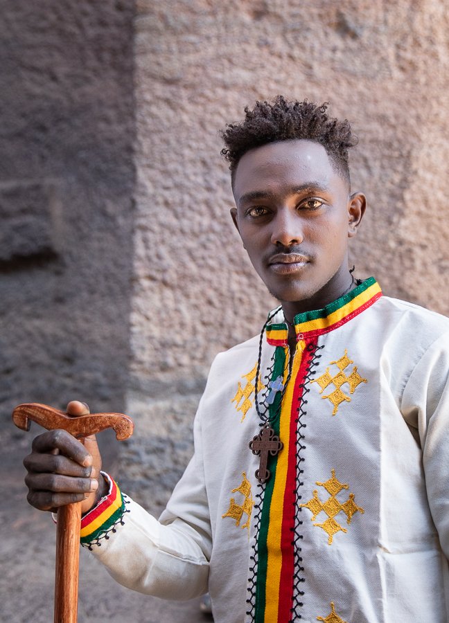 Lalibela portrait of Ethiopian man in traditional clothes