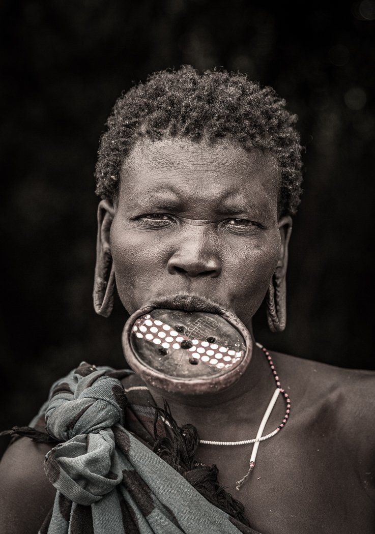 mursi tribe woman portrait on Omo Valley tribe tour with jayne mclean