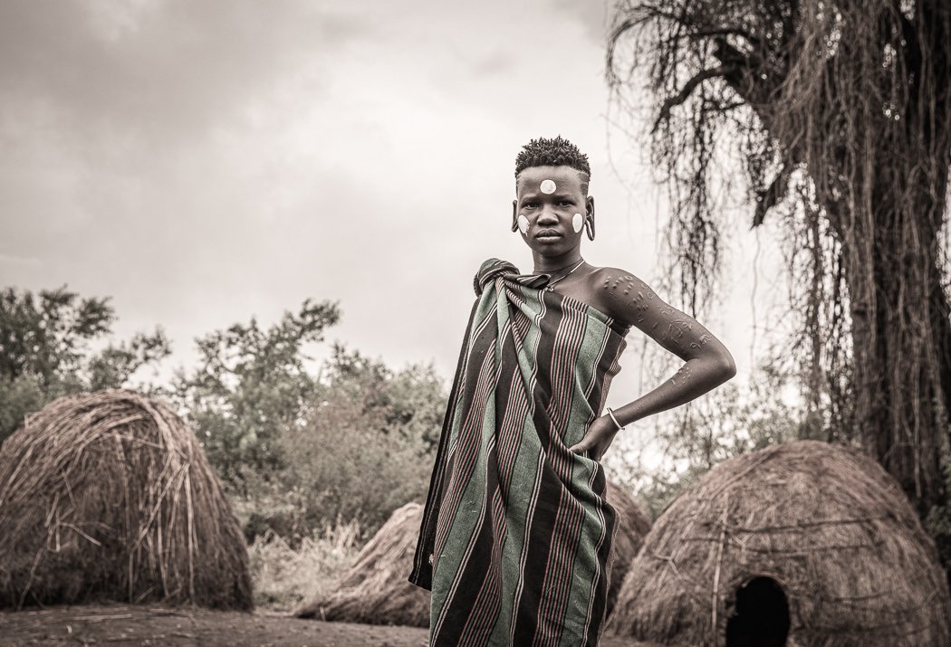 Mursi tribe portrait on Jayne McLean Omo Valley photo tours