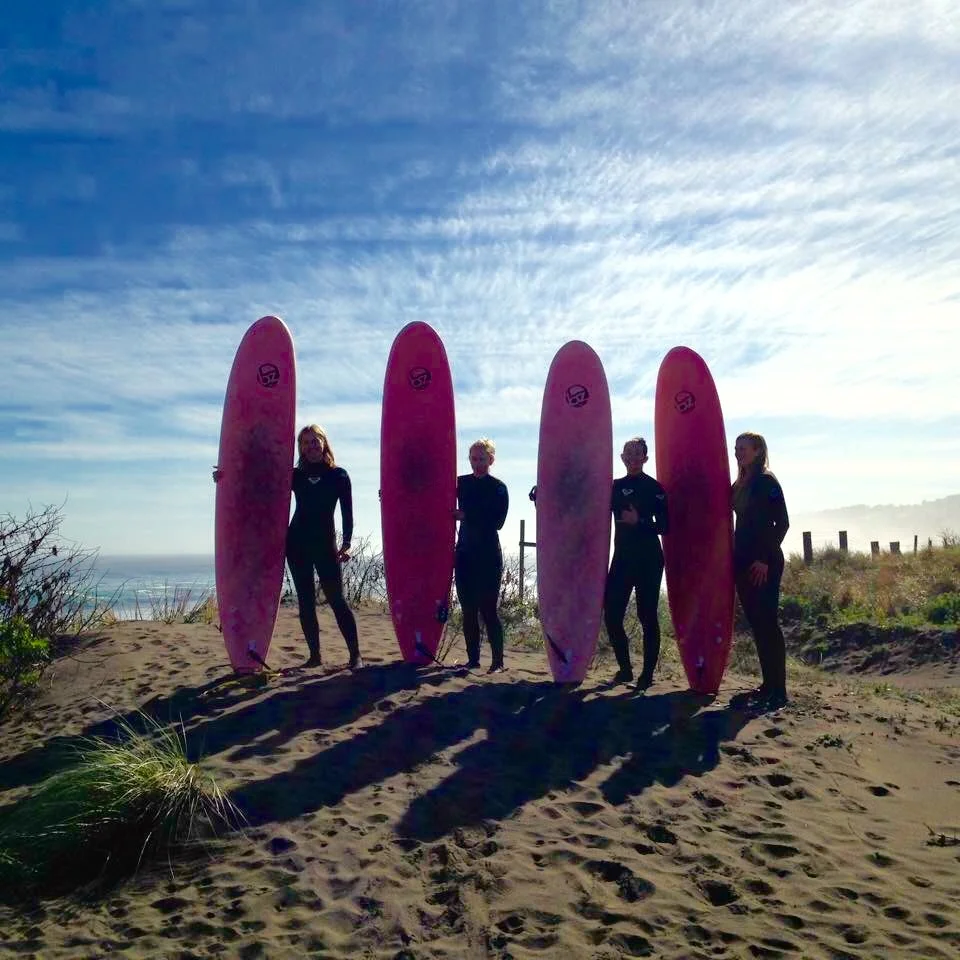 Surfing with the team in Chile.