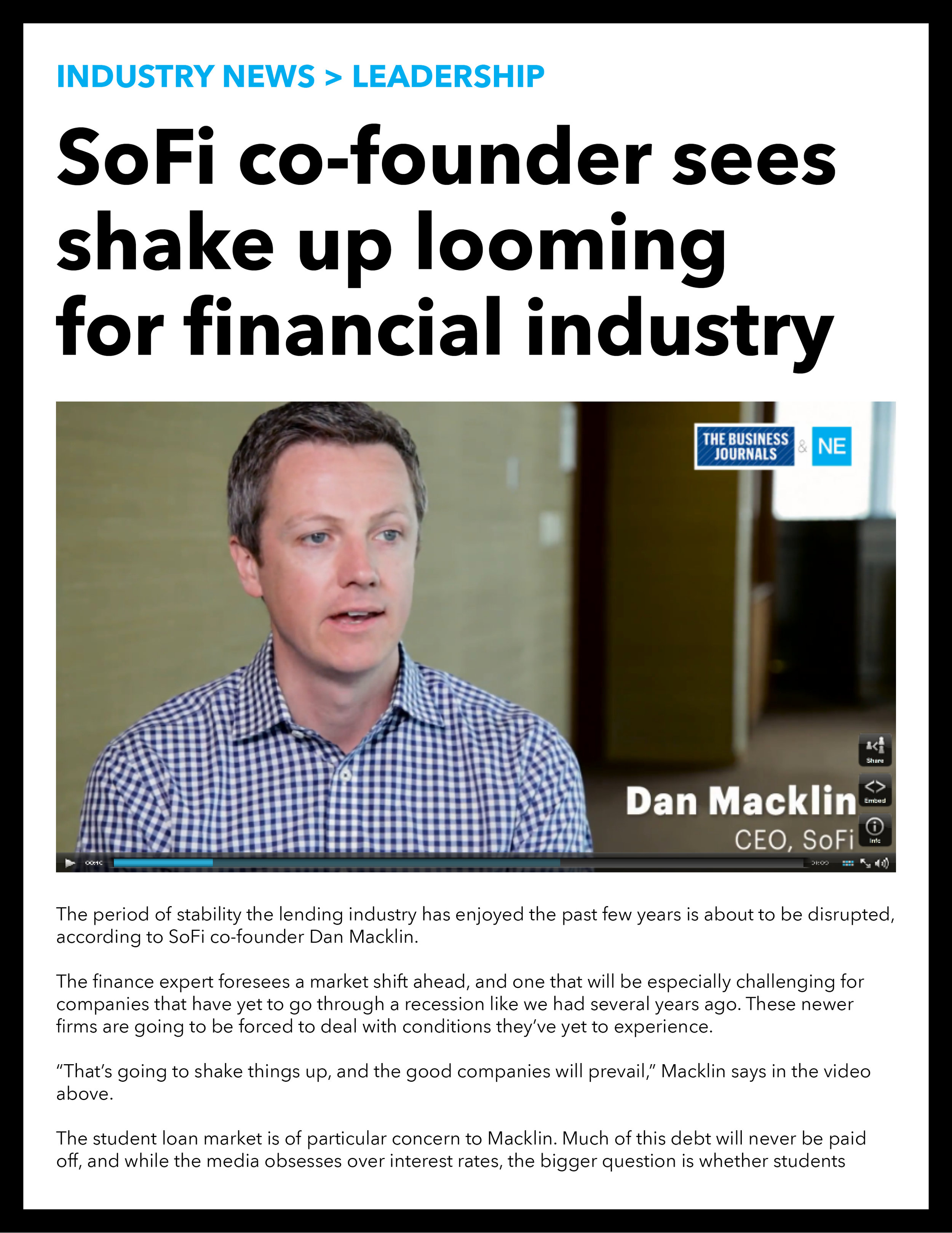 Dan Macklin, CEO of SoFi