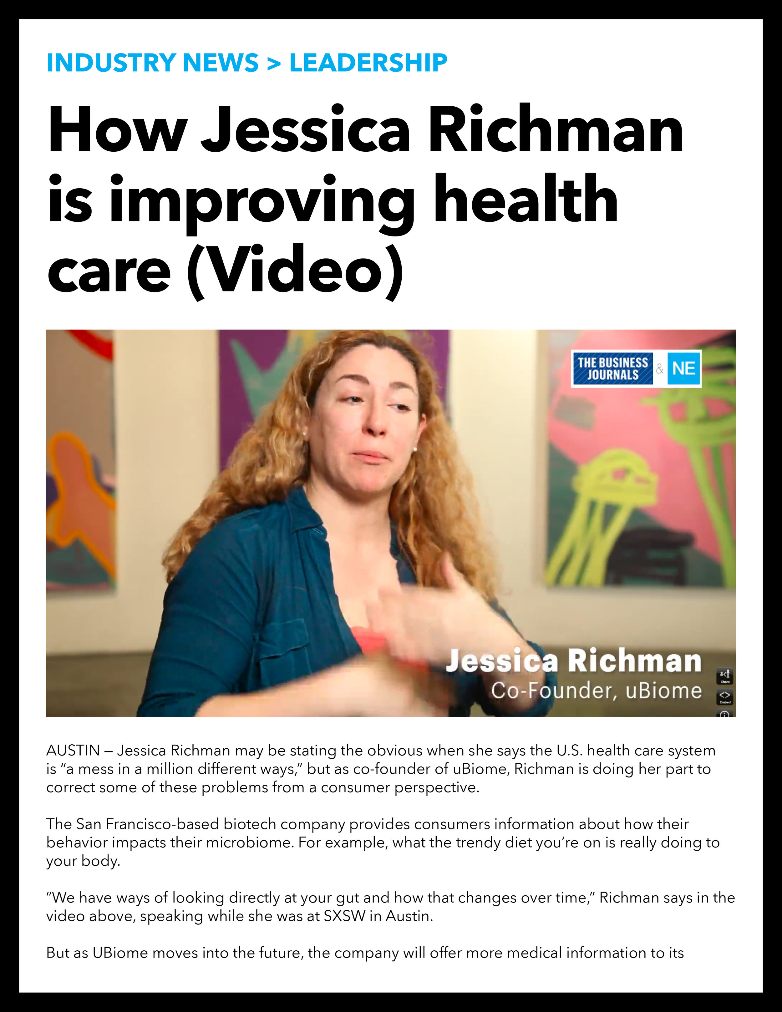 Jessica Richman, CEO of uBiome