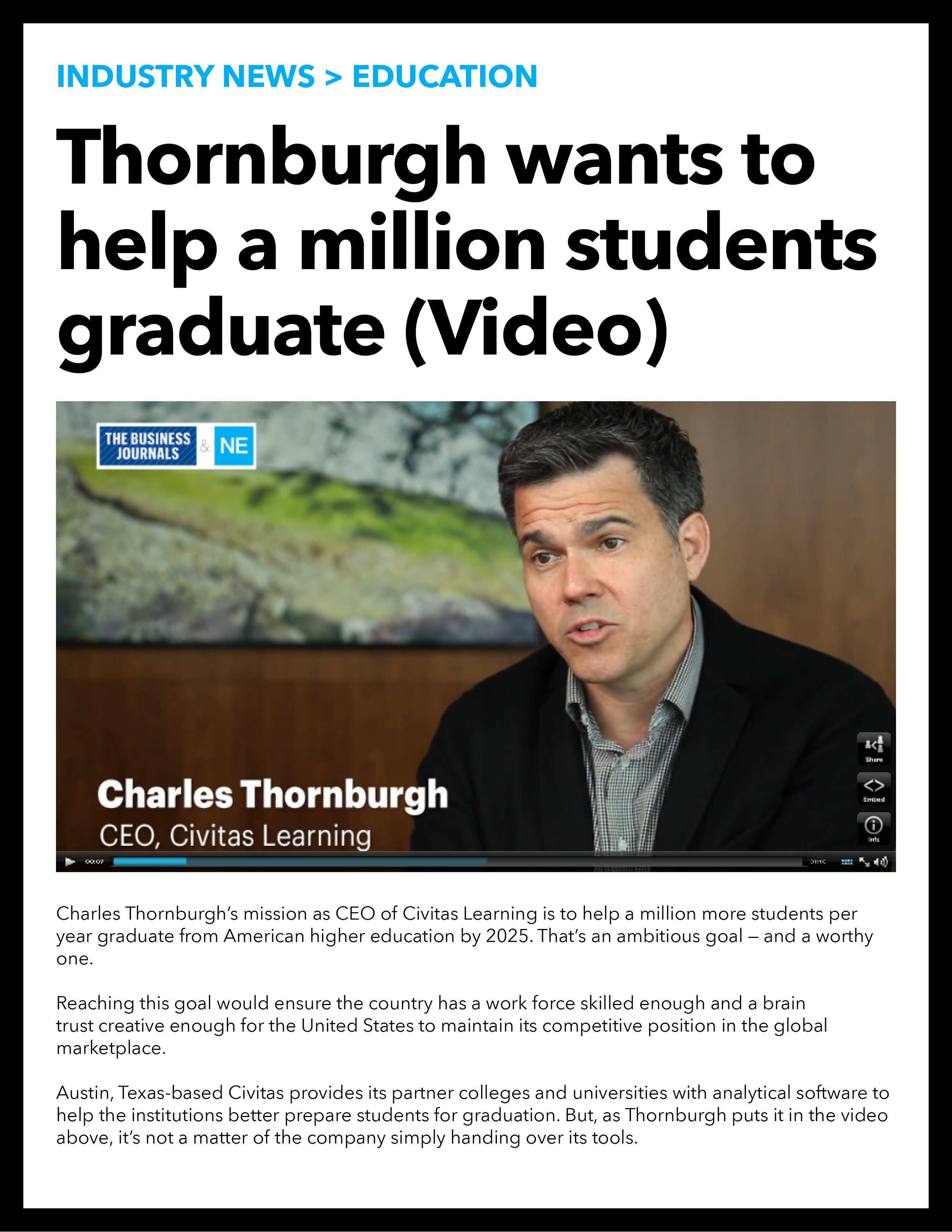 Charles Thornburgh, CEO of Civitas Learning