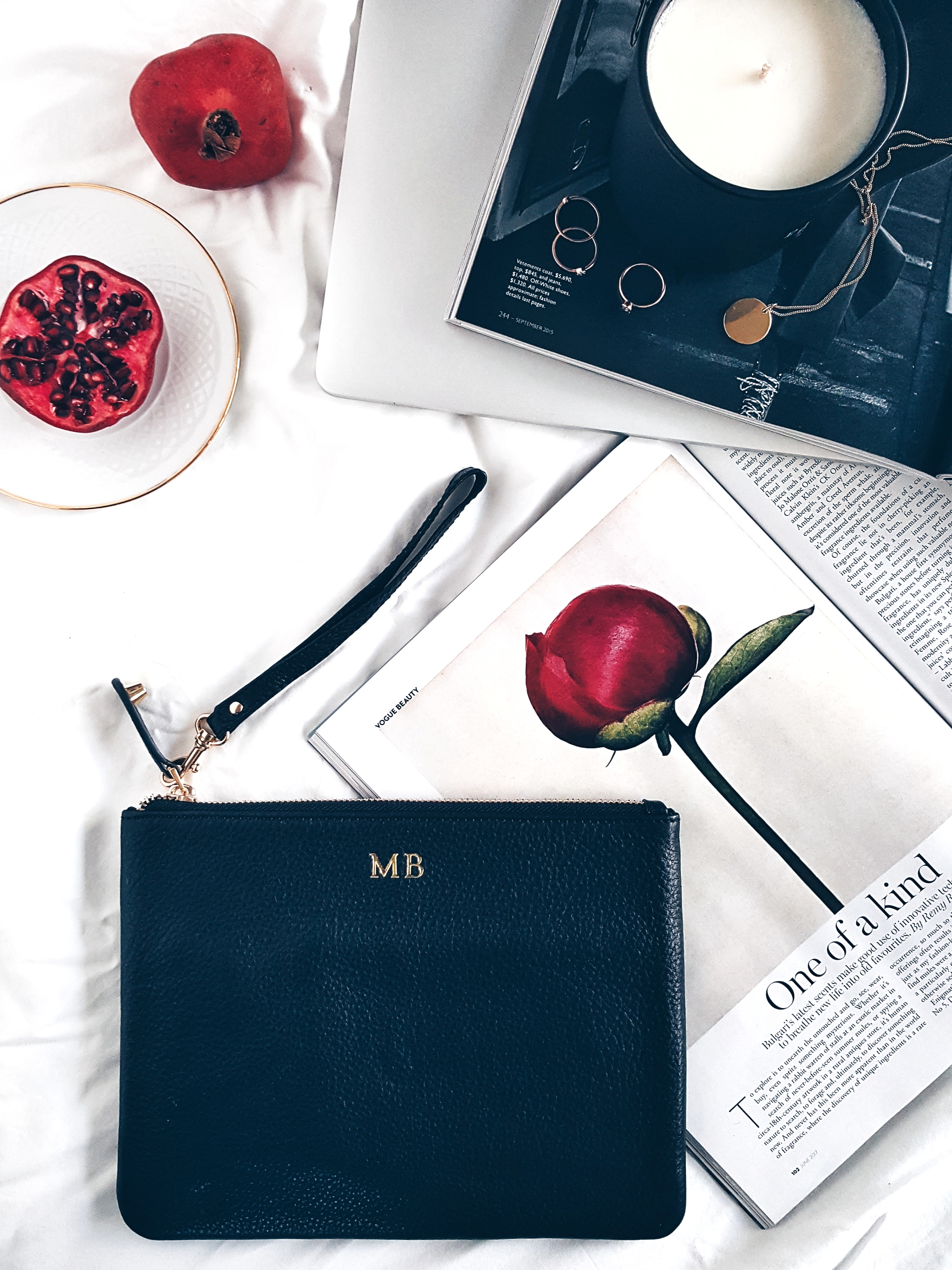 personalised clutch with strap