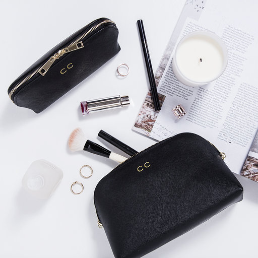 Personalised Make up Bag With Monogram Saffiano Leather 