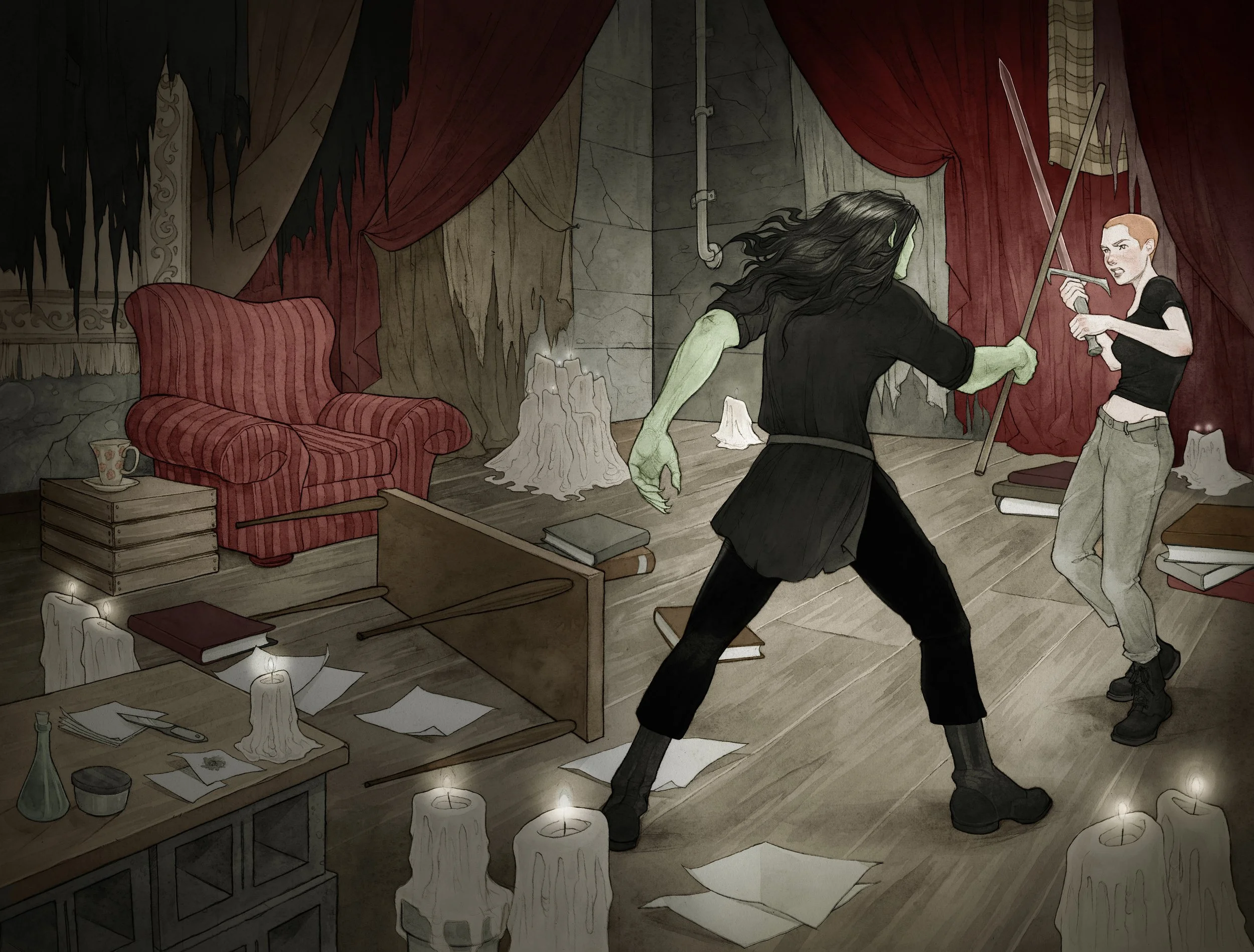  Front endpaper illustration for VALIANT by Holly black  Client: Illumicrate 