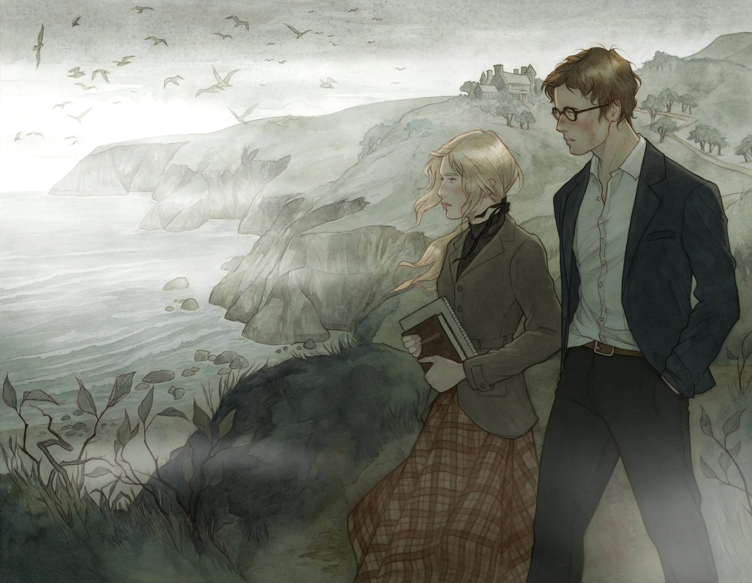  Endpaper illustration for A STUDY IN DROWNING by Ava Reid  Client: Illumicrate 