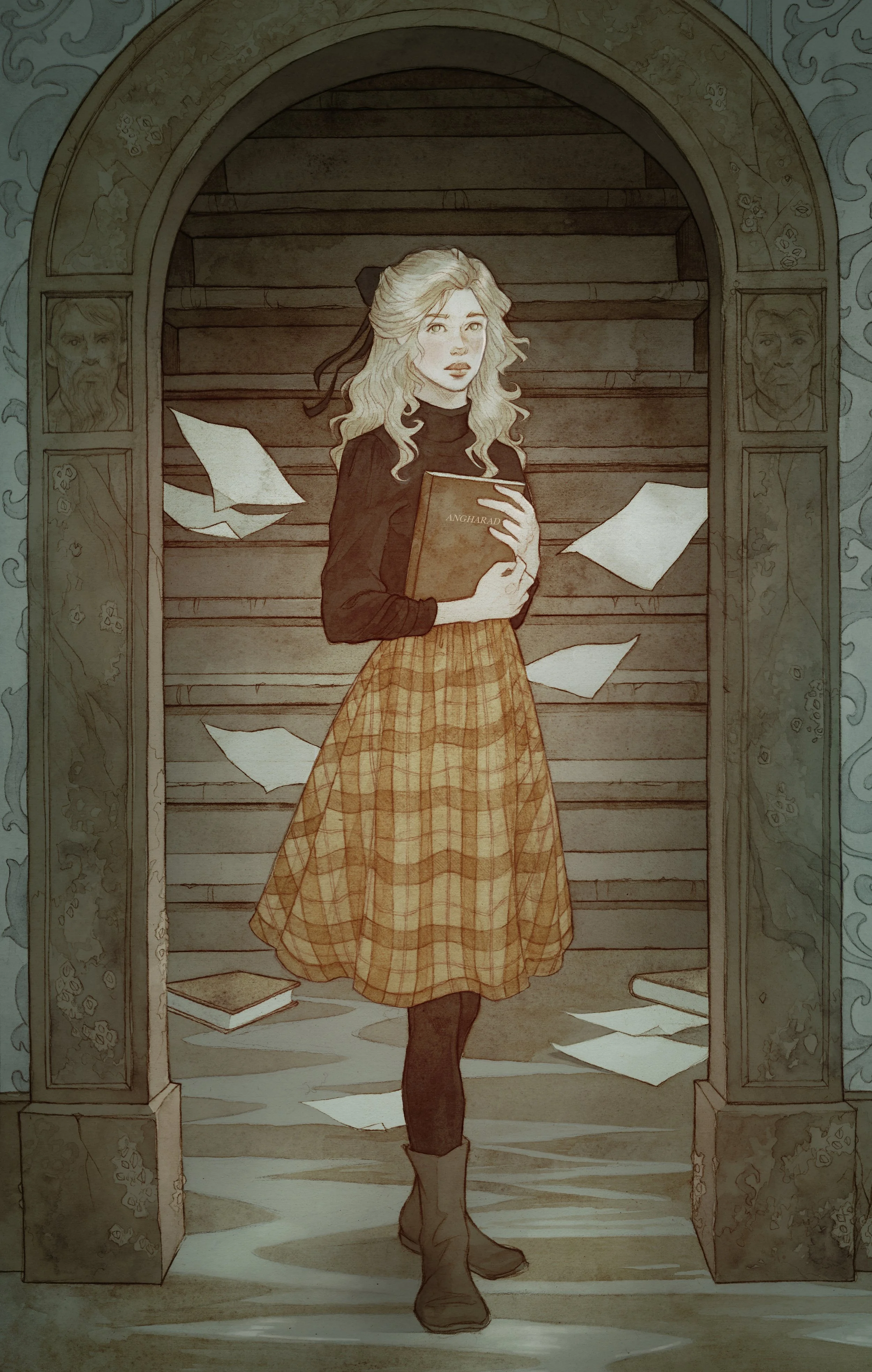  Cover illustration for A STUDY IN DROWNING by Ava Reid  Client: Illumicrate  