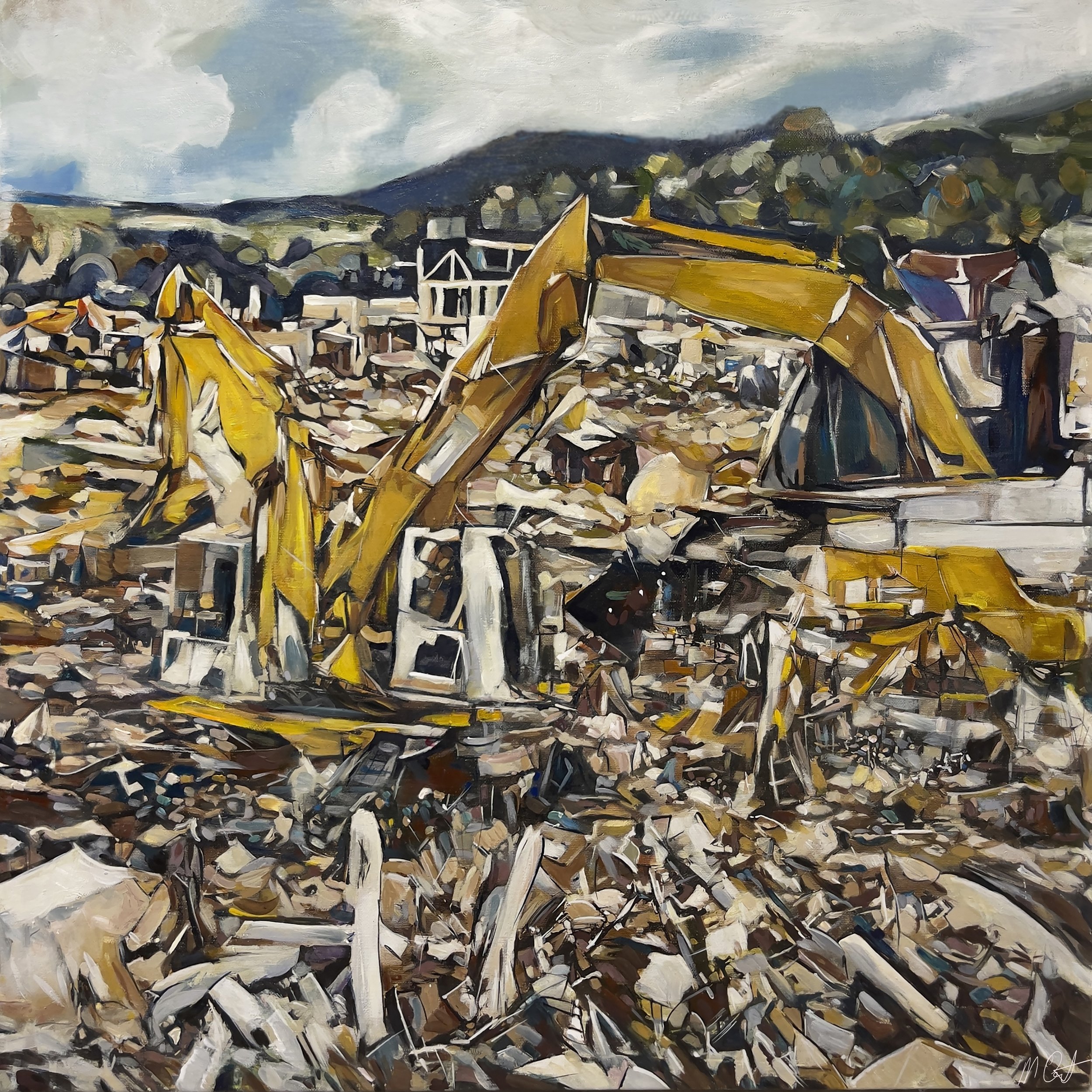 This must be the place, 2024.
Ink, humbrol enamel and oil paint on canvas.
61 x 61 cm.