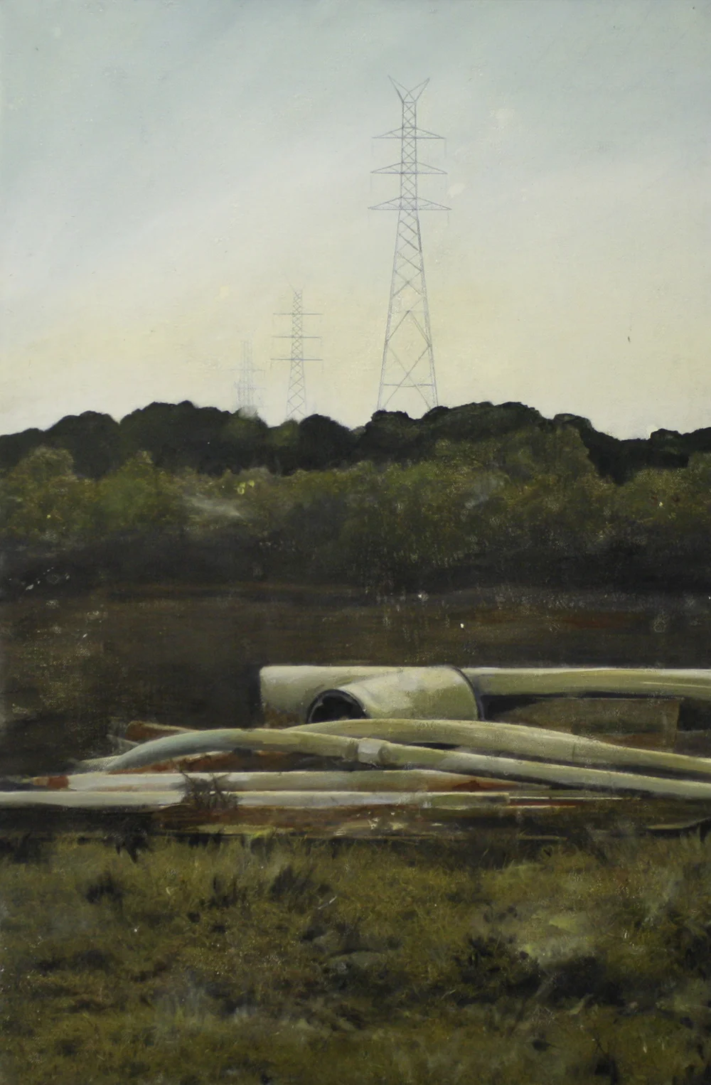 Edgeland #7 2015.
Ink and oil on canvas on board.
75 x 50 cm. 