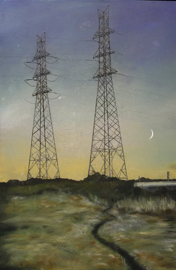 Edgeland #7 2015.
Ink and oil on canvas on board.
75 x 50 cm. 