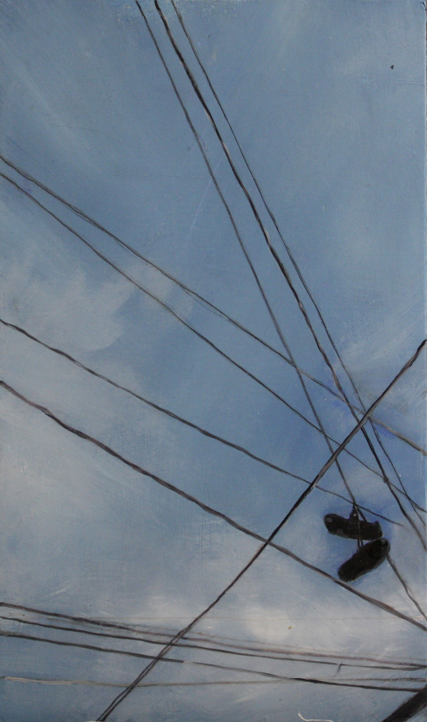  Wires:  Left hanging   2011, oil on canvas on hardboard  50 x 76 cm       