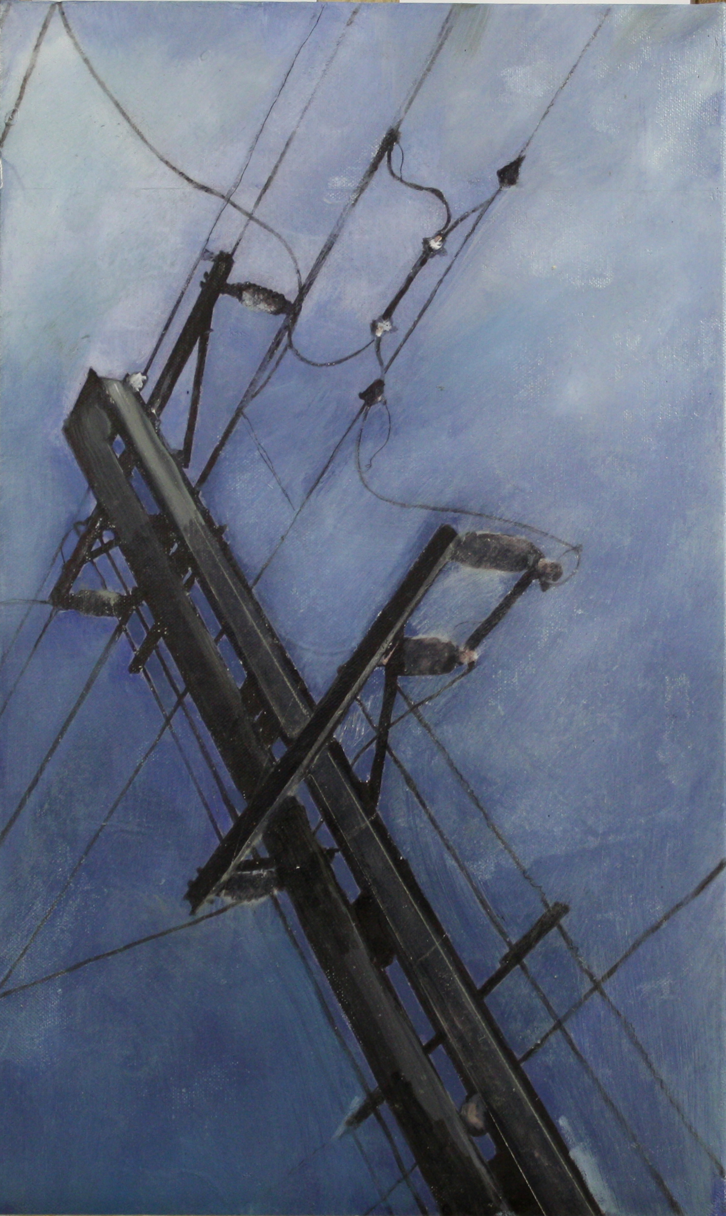  Looking Up:  Steel pole,   2011,oil on canvas on hardboard  50 x 76 cm  private collection       
