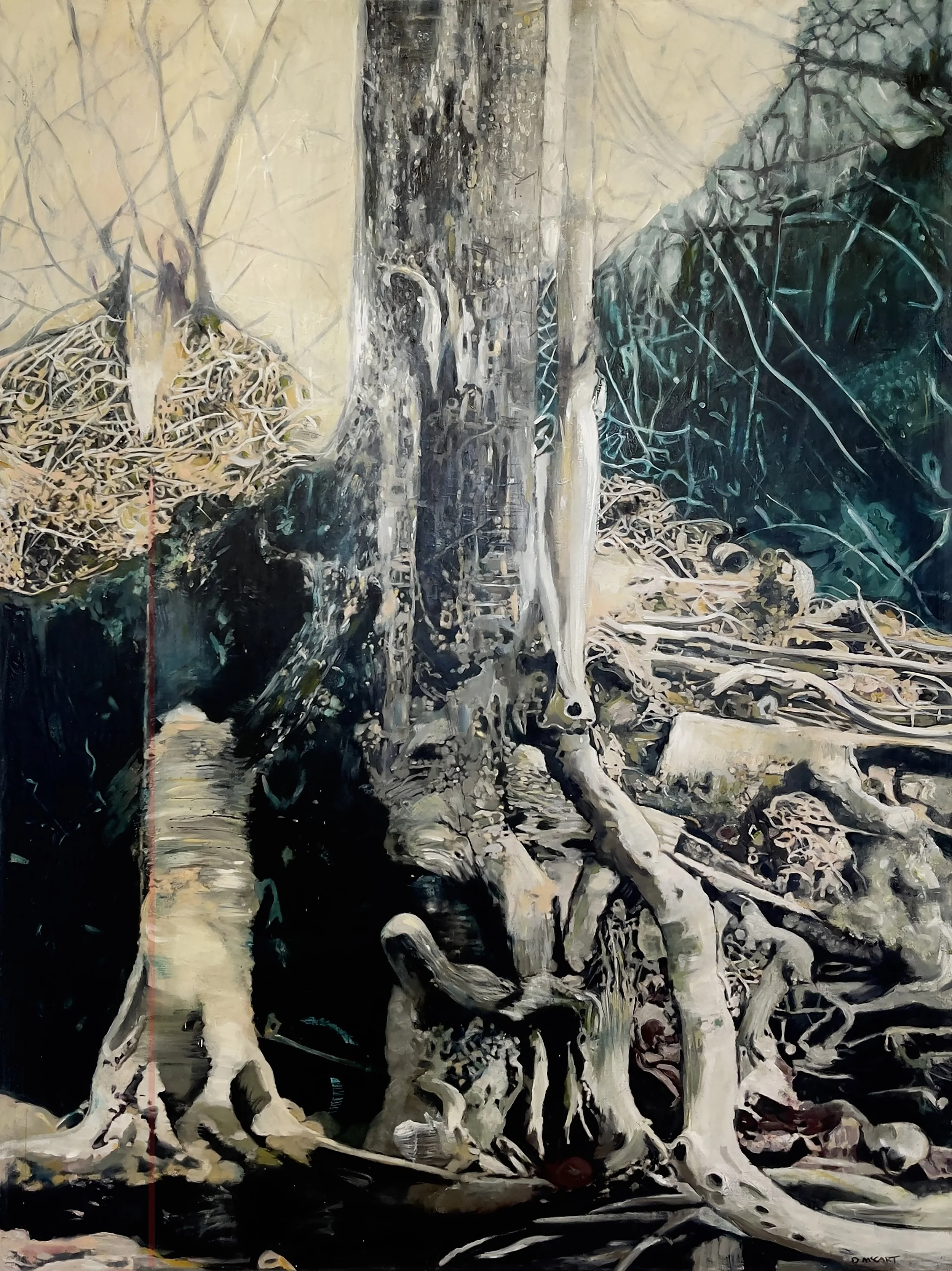 The Sentinel, 2022.
Oil and ink on canvas.
 76 x 101 cm.
