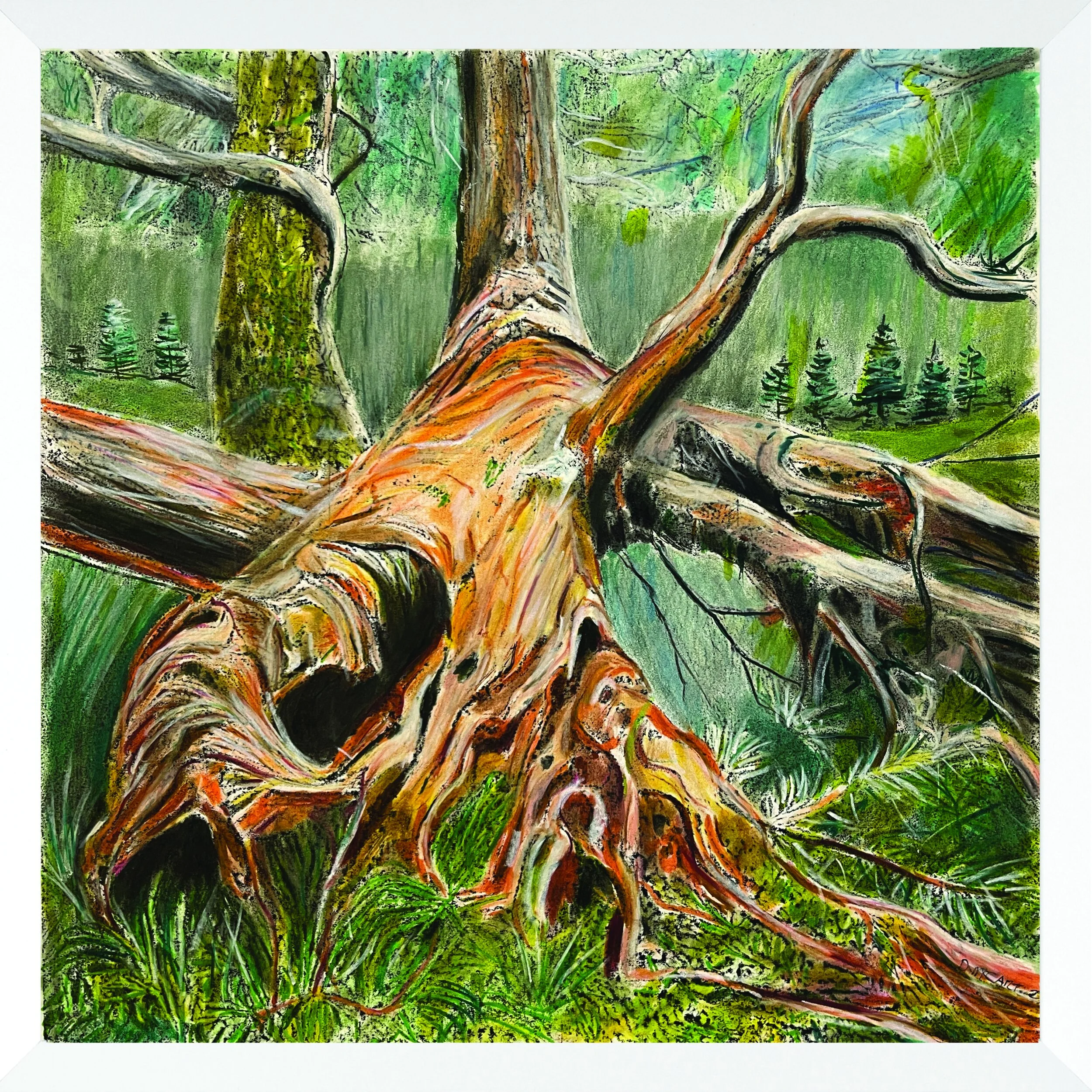 
Empty Nest 2023.
Hand drawn media over transfer pigment print. on paper (30x 30cm).