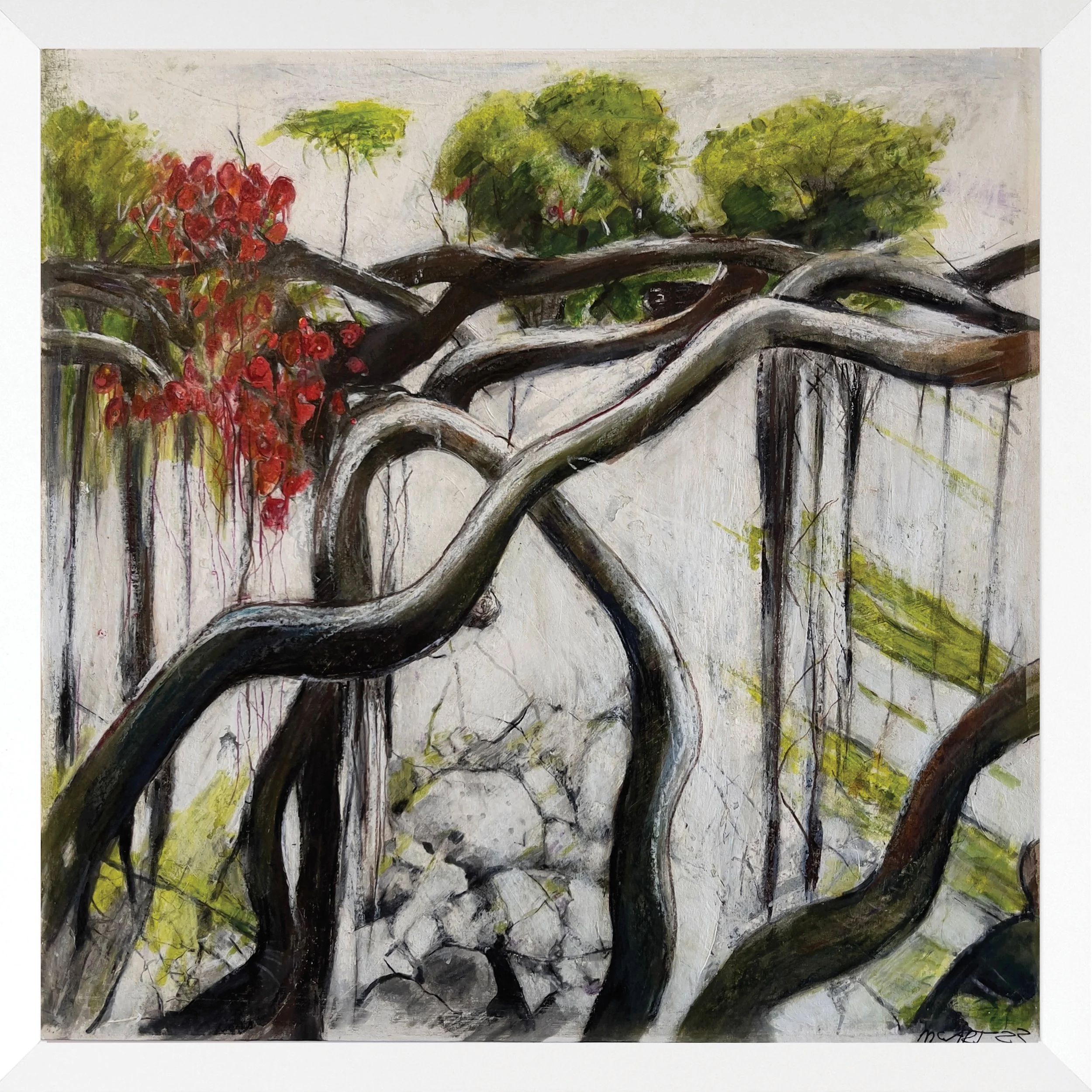 
Twisted 2023.
Hand drawn media over transfer pigment print. on paper (30x 30cm).