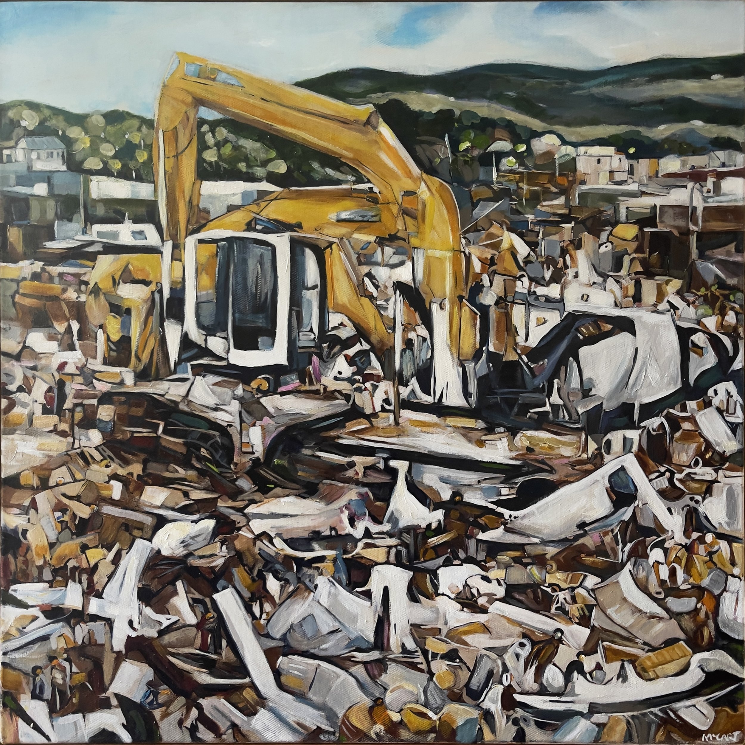 Only the Memories, 2024.
Ink, humbrol enamel and oil paint on canvas.
61 x 61 cm.
