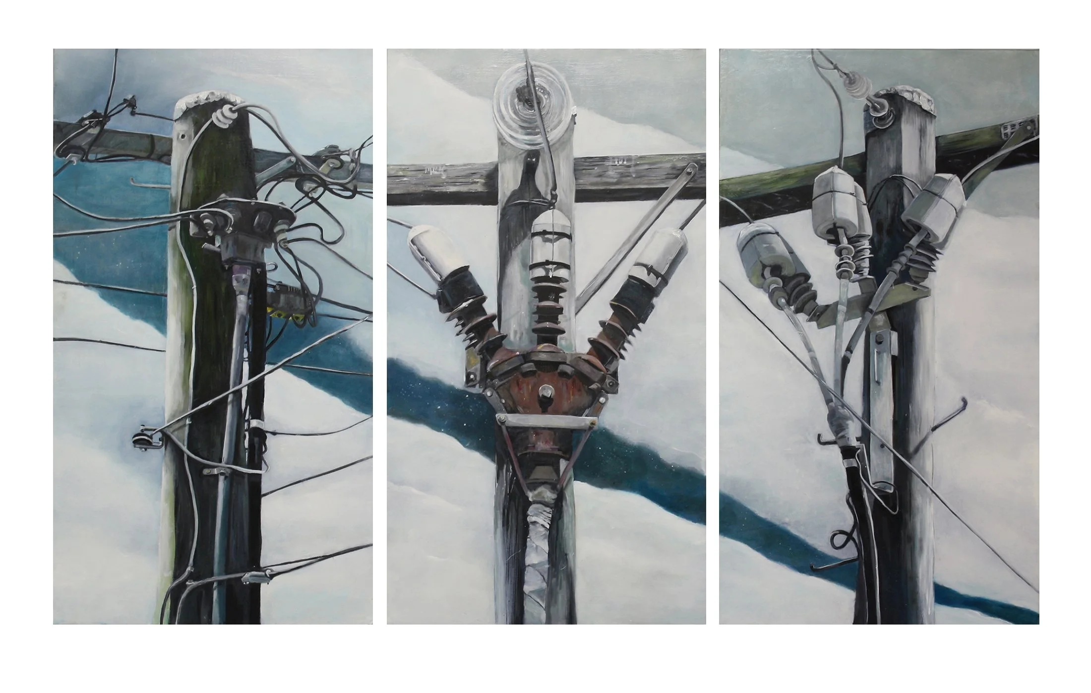 Servitude 2015.
Ink and oil on canvas on board.
150 x 75 cm.
Finalist in the Clayton Utz Award 2016. 
Private Collection.