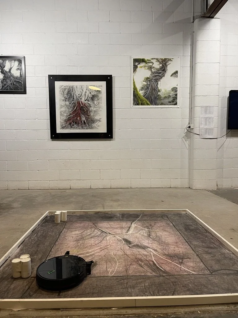 2023 Drawing between worlds 
Dennis McCar Solo exhibition (Drawing between worlds (machine learning and the human hand) at Vacant Assembly Brisbane.