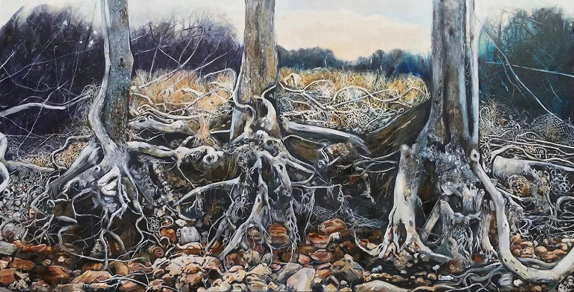 The Weird 2017.
Ink and oil on canvas.
1140 x 91 cm.
Finalist in the Clayton Utz Art Prize, Riparian Plaza, Brisbane, QLD. 