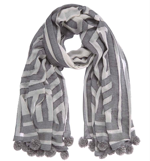 Mint Velvet MONOCHROME JACQUARD POM SCARF £45.00