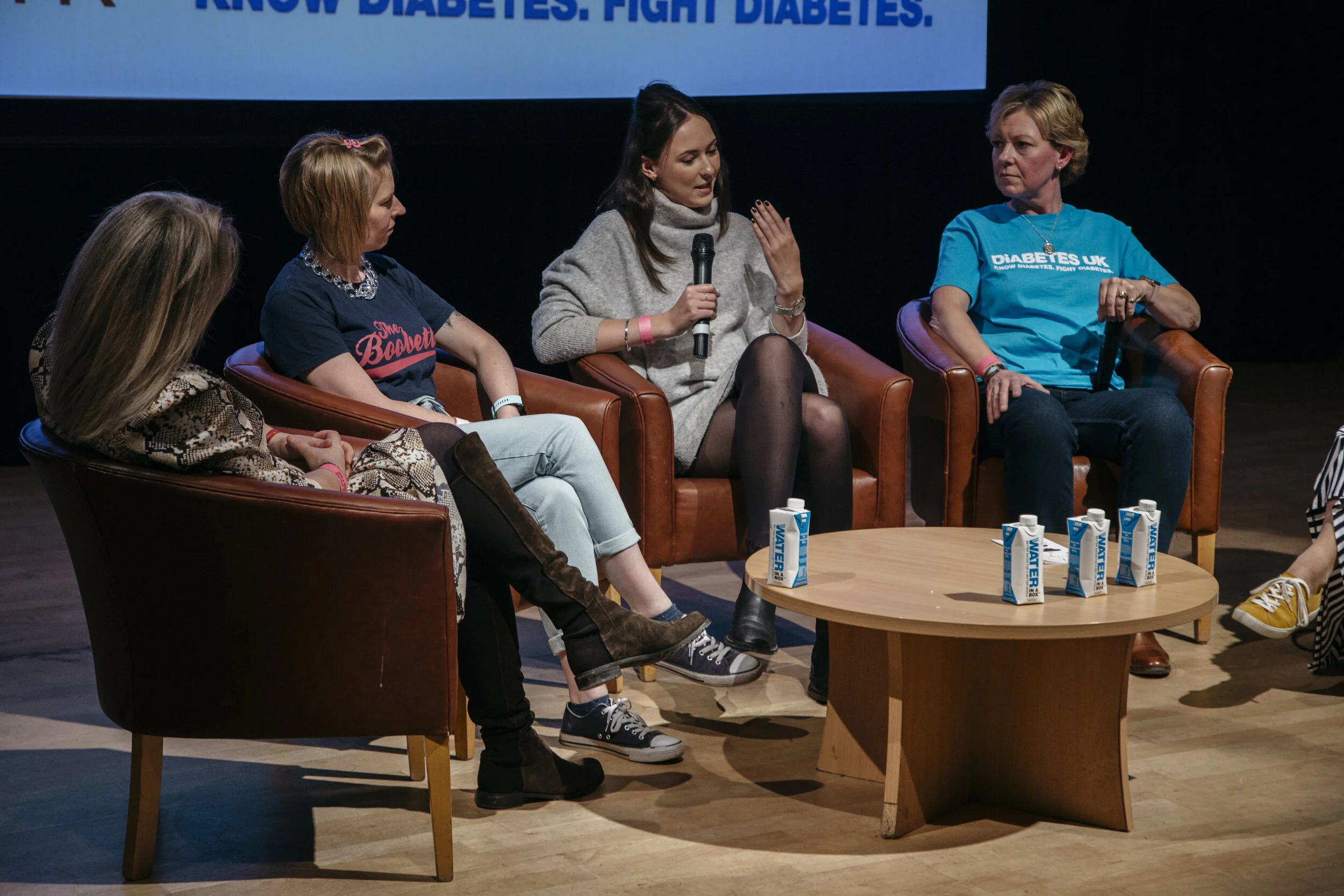 Annabel at our Feelgood Fair May 2019, talking about how charities support women - with Eve Appeal, Coppafeel & Diabetes UK