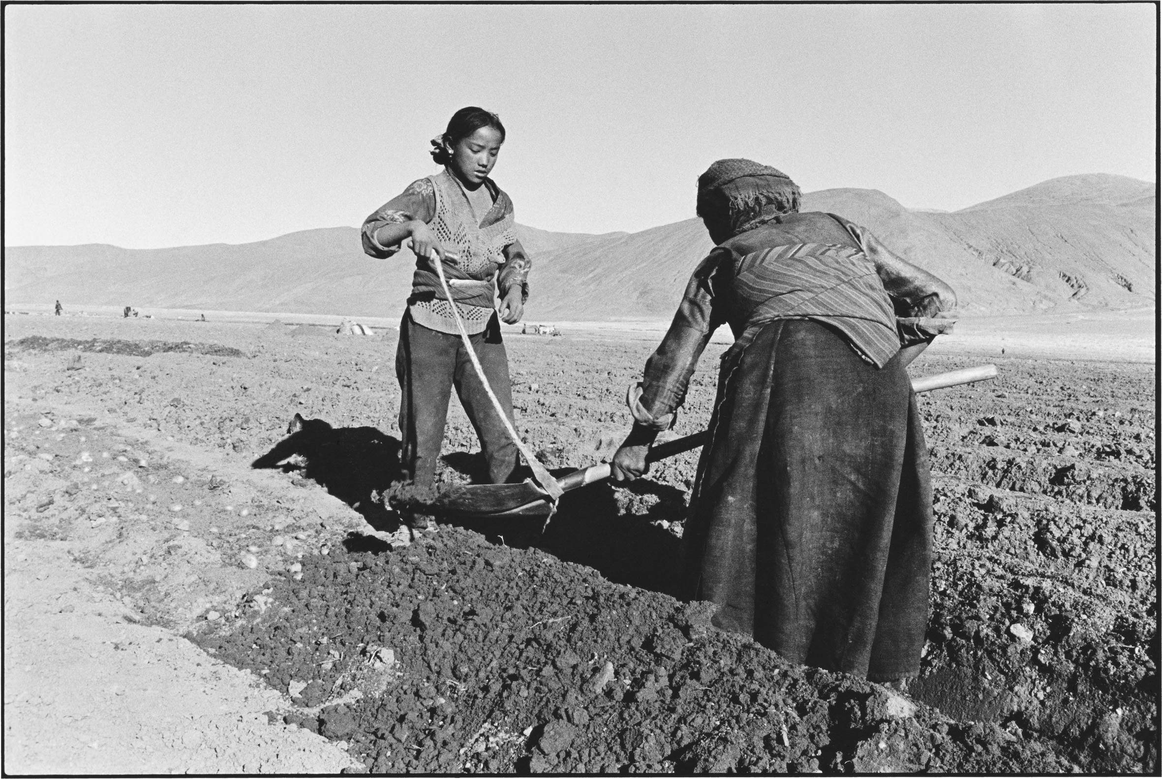 Mother and Daughter Planting Potatoes, Tibet