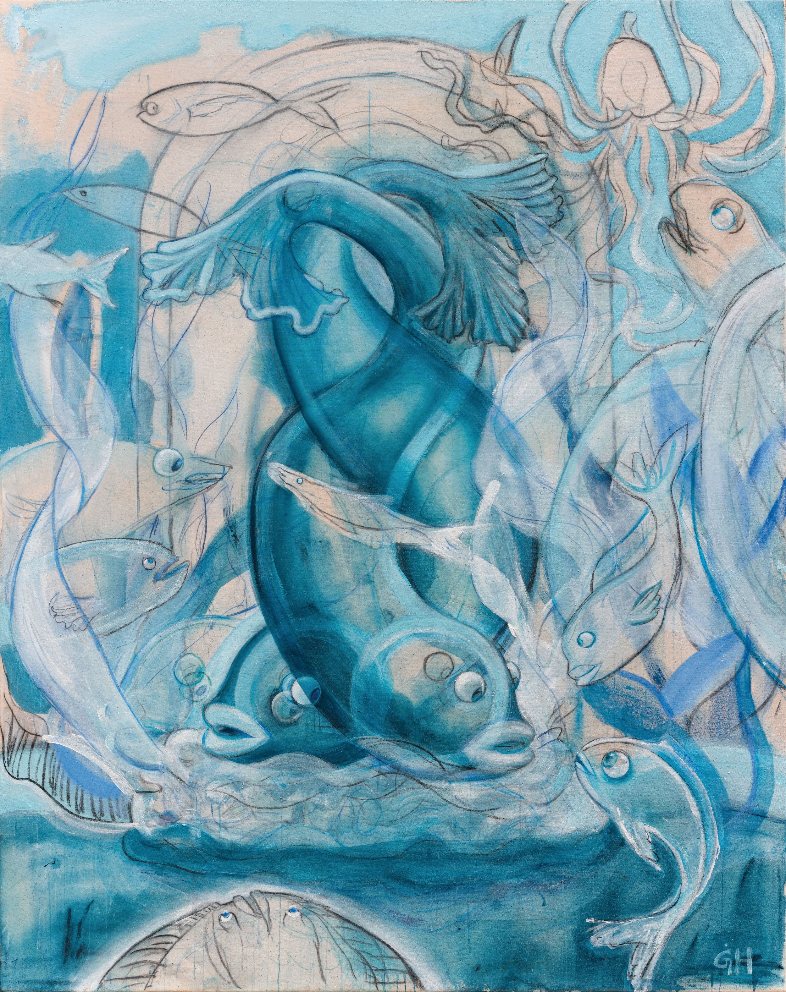 Pisces Acrylic on canvas 150 cm x 120 cm 2024