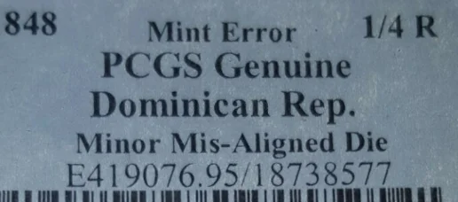 error en moneda dominicana de 1844