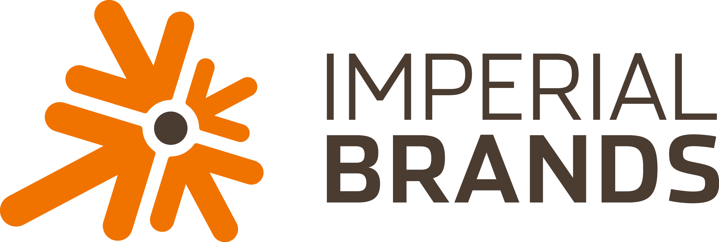Logo for Imperial Brands featuring an abstract orange shape resembling a star or burst and the company name in black and gray text.