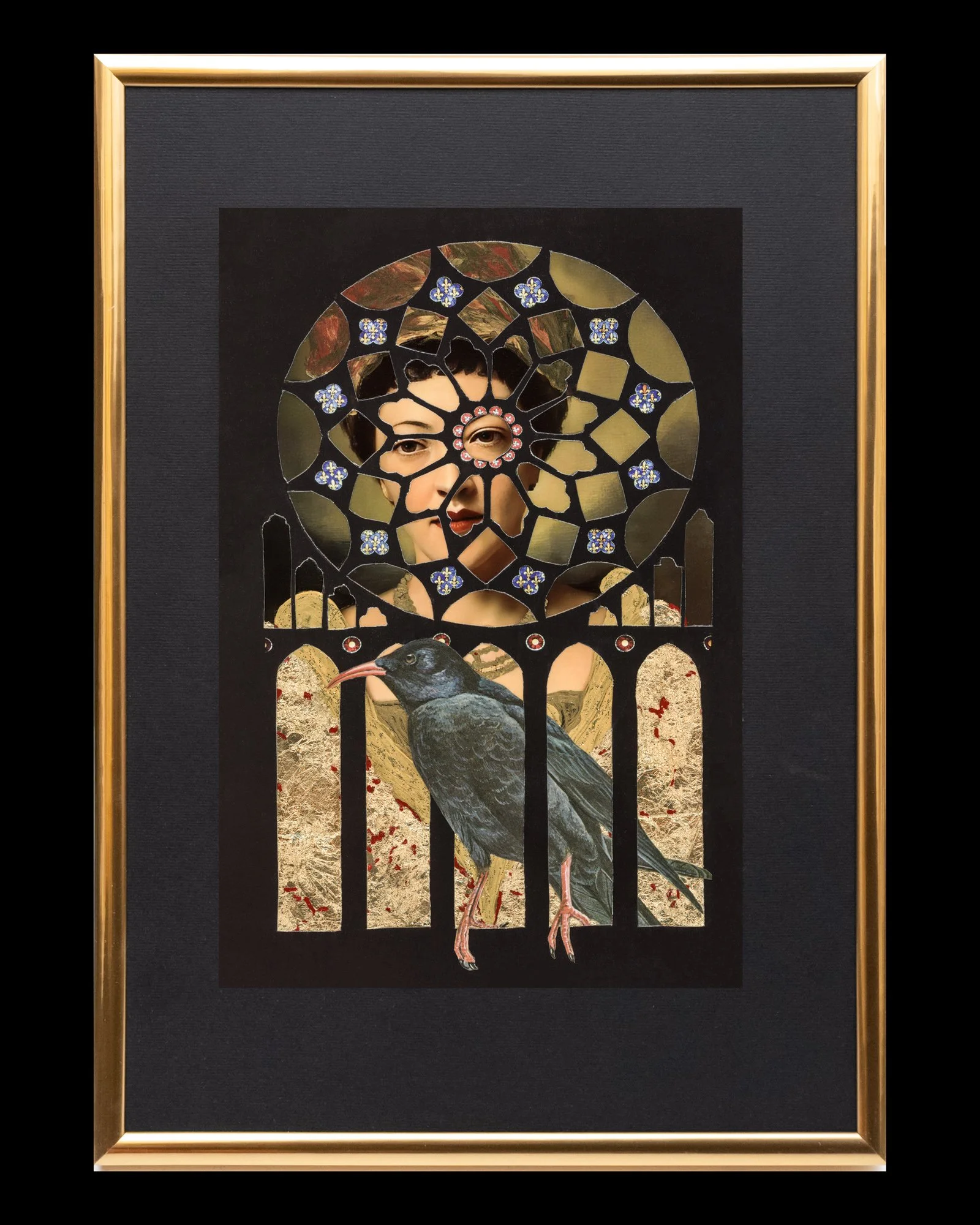 Woman in Stained-Glass Cage Collage